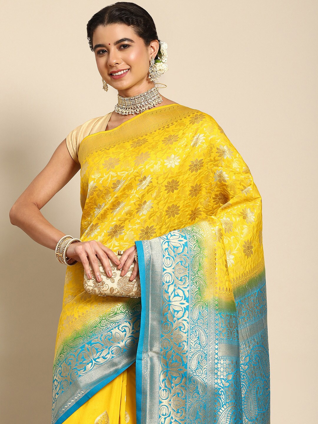 all about you Yellow & Blue Ethnic Motifs Woven Design Zari Silk Blend Banarasi Saree
all about you Yellow & Blue Ethnic Motifs Woven Design Zari Silk Blend Banarasi Saree