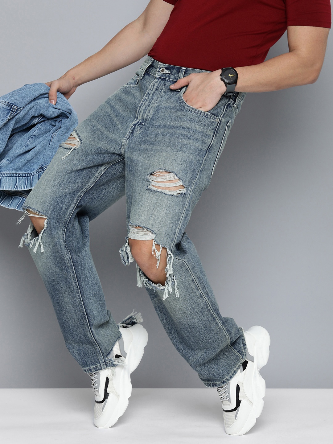 Levis Men Pure Cotton Loose Fit Low-Rise Highly Distressed Heavy Fade Stretchable Jeans, Blue
Levis Men Pure Cotton Loose Fit Low-Rise Highly Distressed Heavy Fade Stretchable Jeans, Blue