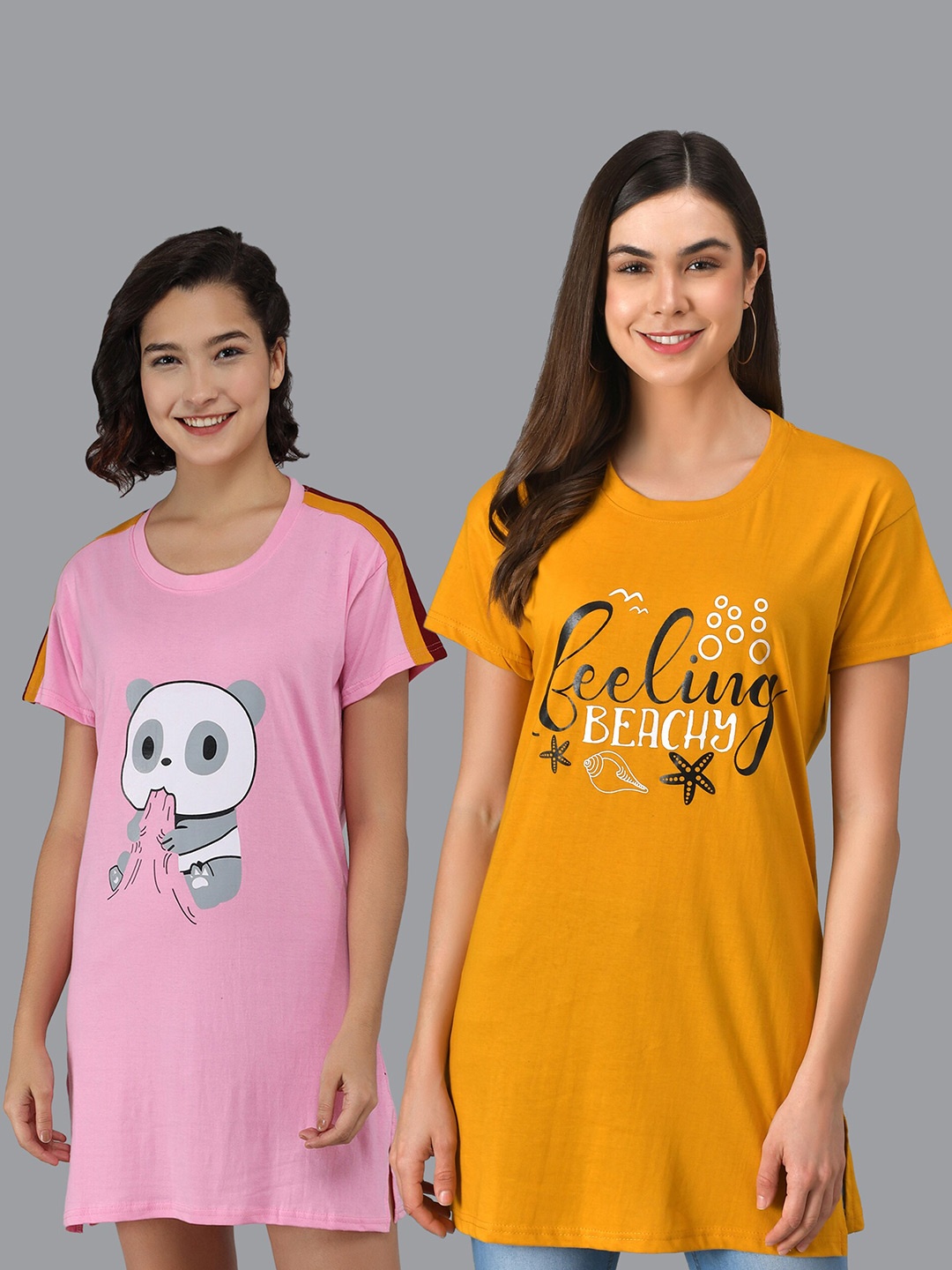 Christy World Pack Of 2 Typography Printed Pure Cotton T-Shirt Nightdress, Pink
Christy World Pack Of 2 Typography Printed Pure Cotton T-Shirt Nightdress, Pink