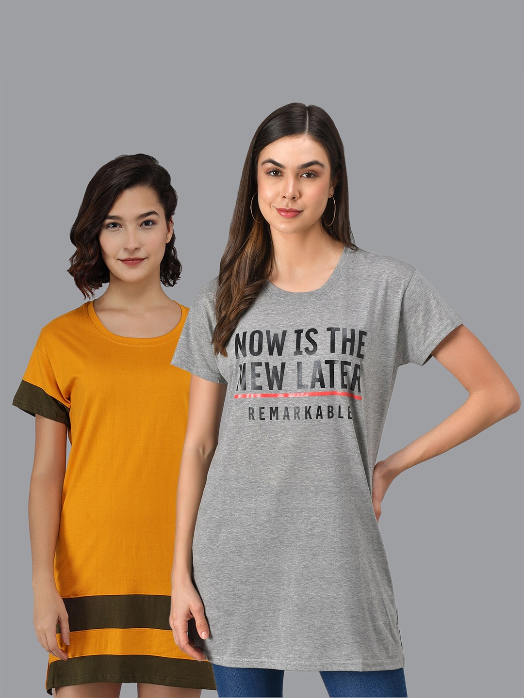 Christy World Pack Of 2 Typography Printed Pure Cotton T-Shirt Nightdress, Mustard
Christy World Pack Of 2 Typography Printed Pure Cotton T-Shirt Nightdress, Mustard