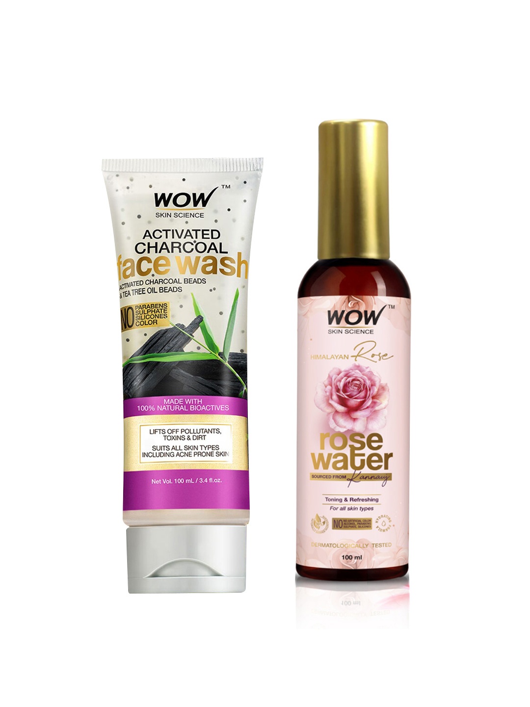 WOW SKIN SCIENCE Set of Charcoal Face Wash with Himalayan Rose Water Toner - 100 ml Each, Grey
WOW SKIN SCIENCE Set of Charcoal Face Wash with Himalayan Rose Water Toner - 100 ml Each, Grey