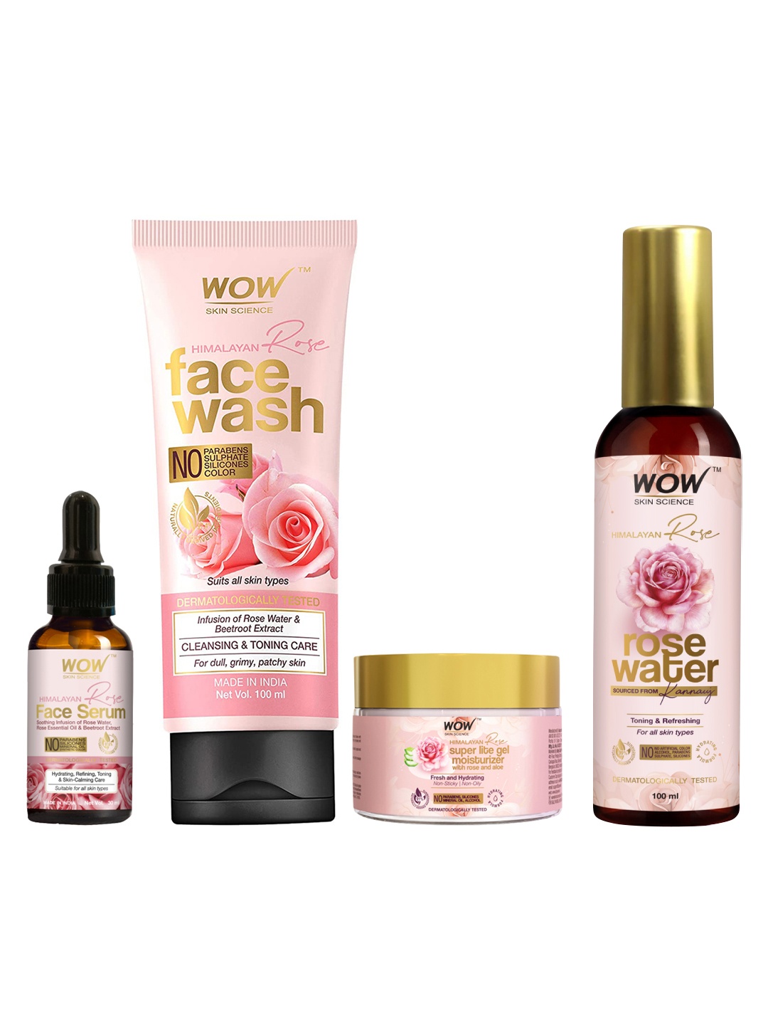 WOW SKIN SCIENCE Rose Ultimate Face Regime - Face Wash + Rose Water + Moisturizer + Serum, Pink
WOW SKIN SCIENCE Rose Ultimate Face Regime - Face Wash + Rose Water + Moisturizer + Serum, Pink