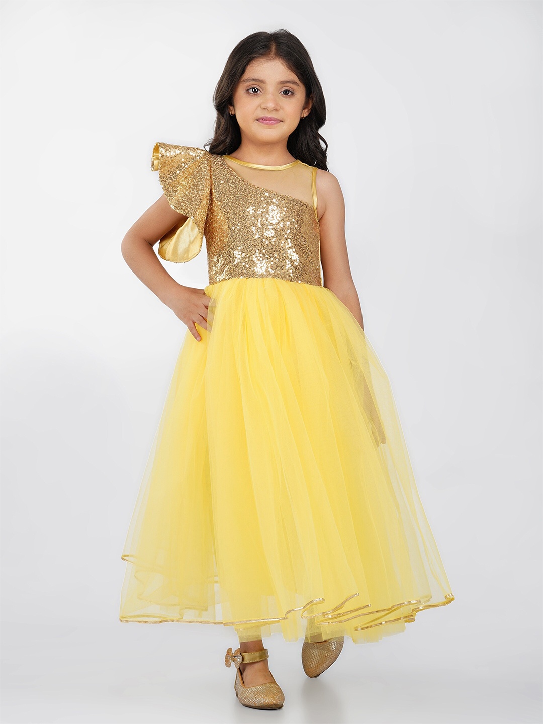 Toy Balloon kids Girls Embellished Sequined Detailed Flared Sleeves Gown Dress, Yellow
Toy Balloon kids Girls Embellished Sequined Detailed Flared Sleeves Gown Dress, Yellow