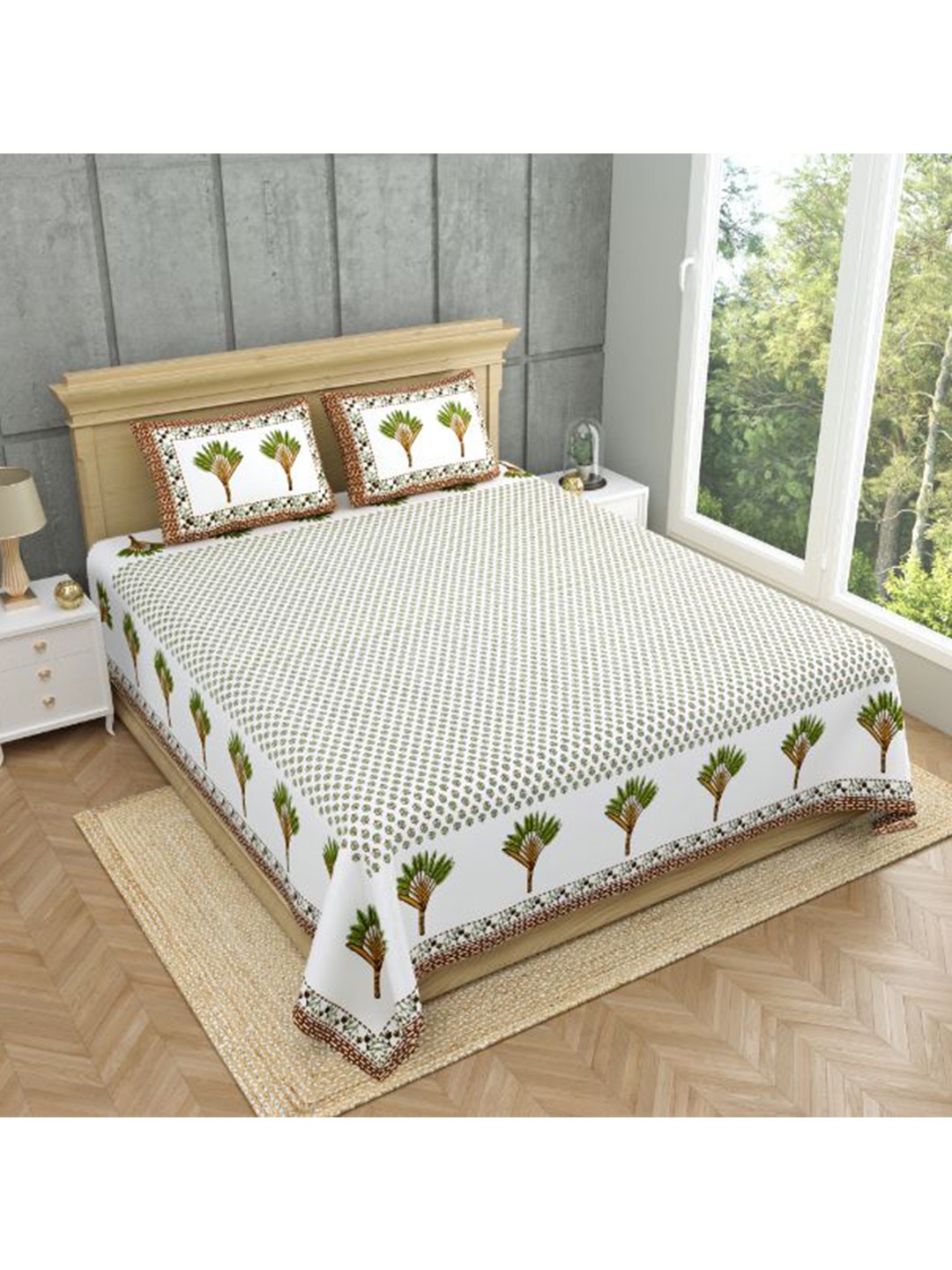 MAFATLAL White & Green Ethnic Motifs 140 TC Pure Cotton King Bedsheet with 2 Pillow Covers
MAFATLAL White & Green Ethnic Motifs 140 TC Pure Cotton King Bedsheet with 2 Pillow Covers