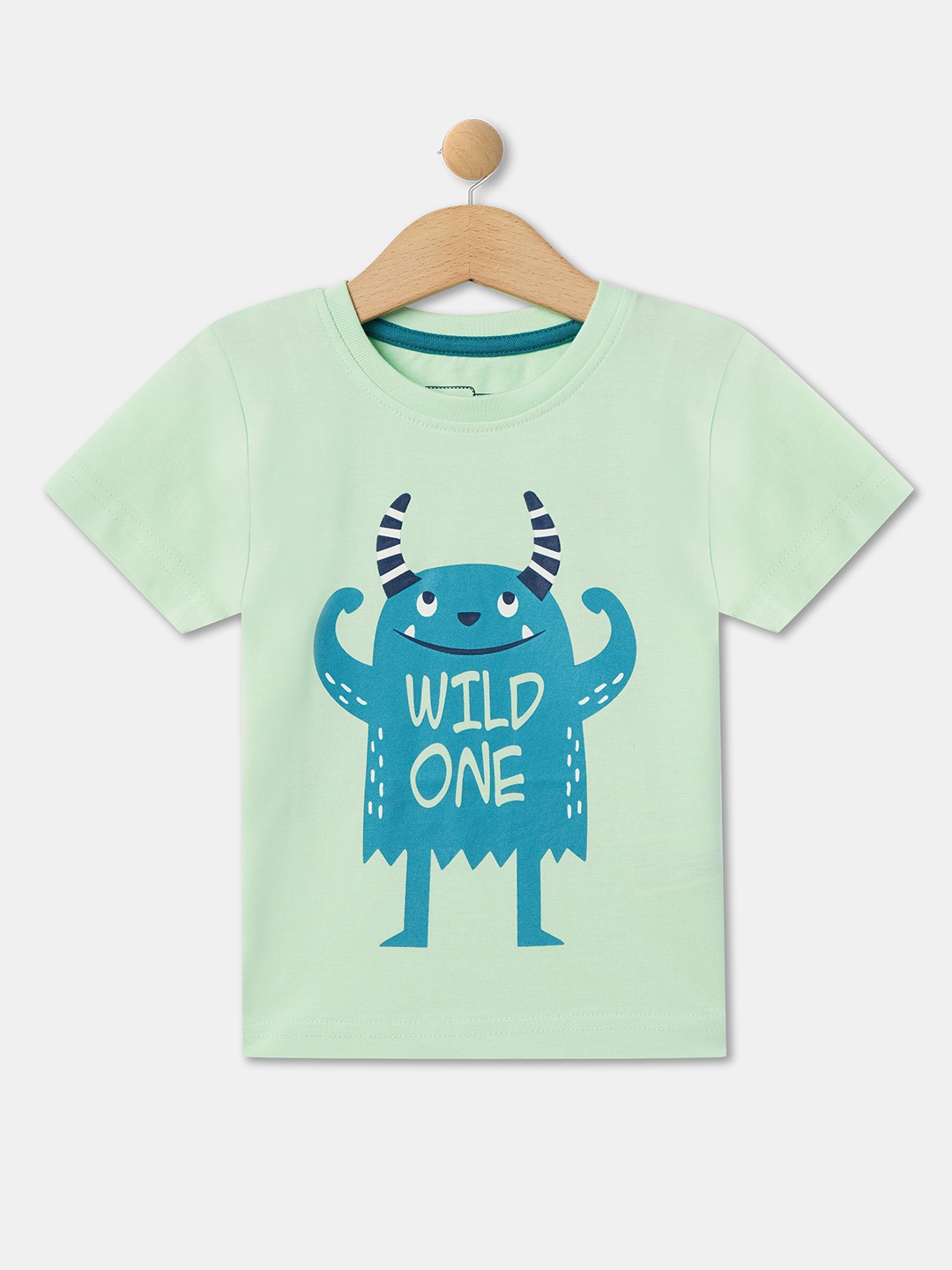 R&B Boys Graphic Printed Cotton T-shirt, Green