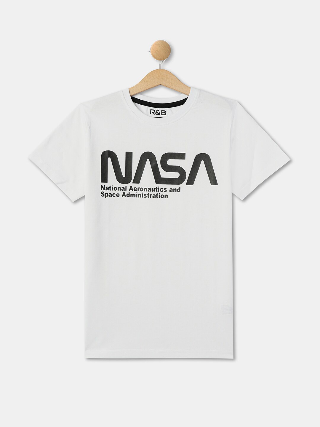 R&B Boys Typography Printed Cotton T-shirt, White