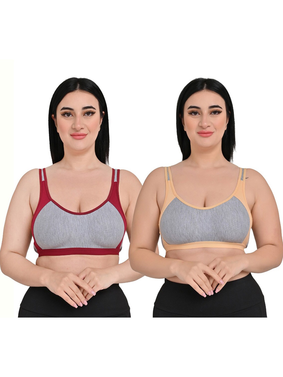 Piylu Pack Of 2 Cotton Workout Bra With Full Coverage Non Padded Medium Support, Grey
Piylu Pack Of 2 Cotton Workout Bra With Full Coverage Non Padded Medium Support, Grey