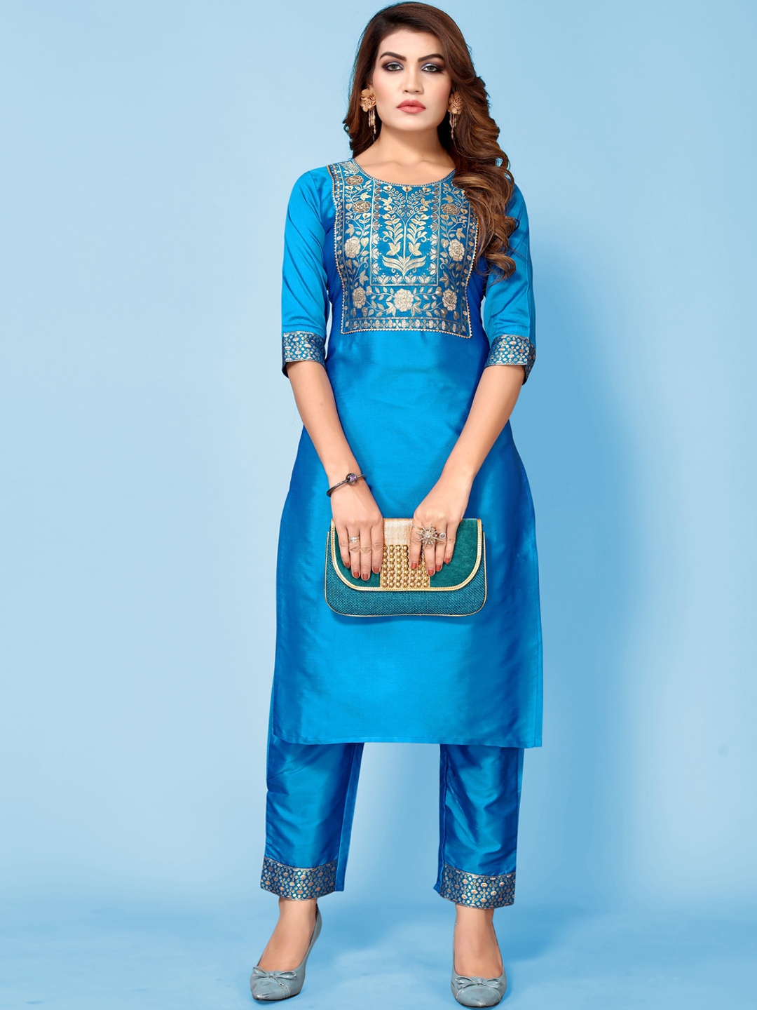 Happy Design Ethnic Motifs Foil Printed Gotta Patti Straight Kurta With Trousers, Blue
Happy Design Ethnic Motifs Foil Printed Gotta Patti Straight Kurta With Trousers, Blue