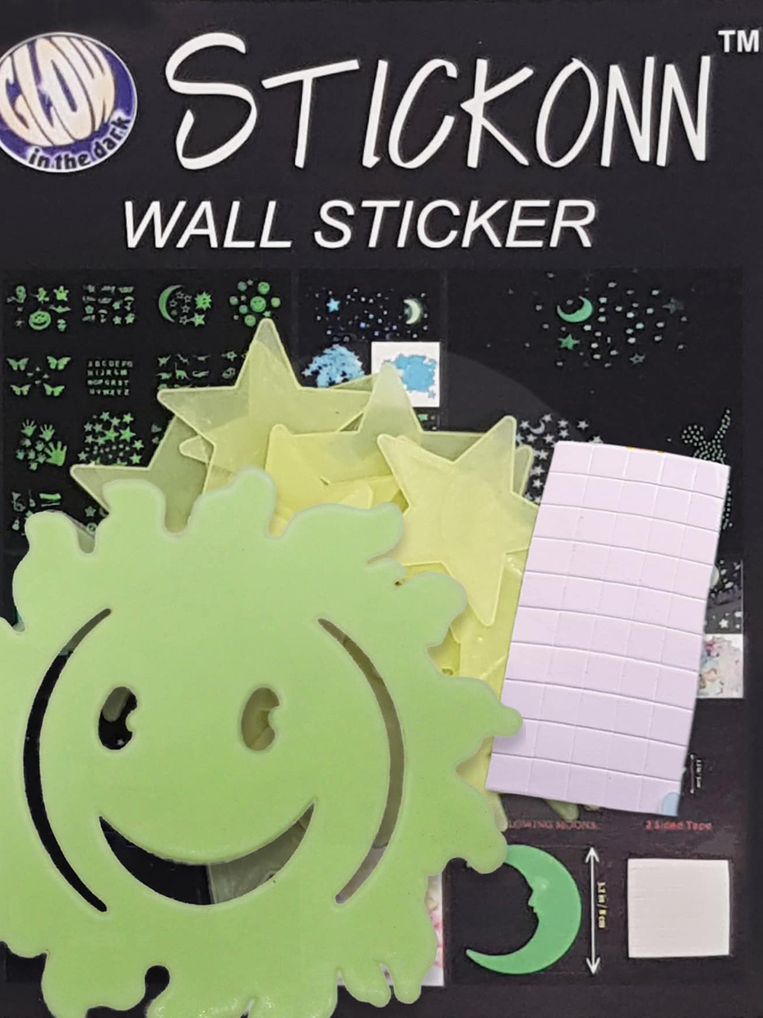 JENNA Green 30 Pieces Fluorescent Glow In The Dark Stars & Sun Wall Stickers