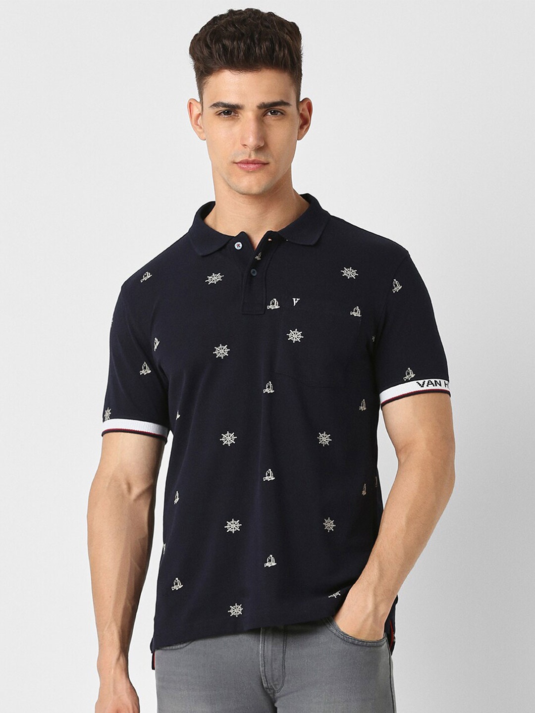 Van Heusen Sport Conversational Printed Polo Collar Pure Cotton T-Shirt, Navy blue
Van Heusen Sport Conversational Printed Polo Collar Pure Cotton T-Shirt, Navy blue