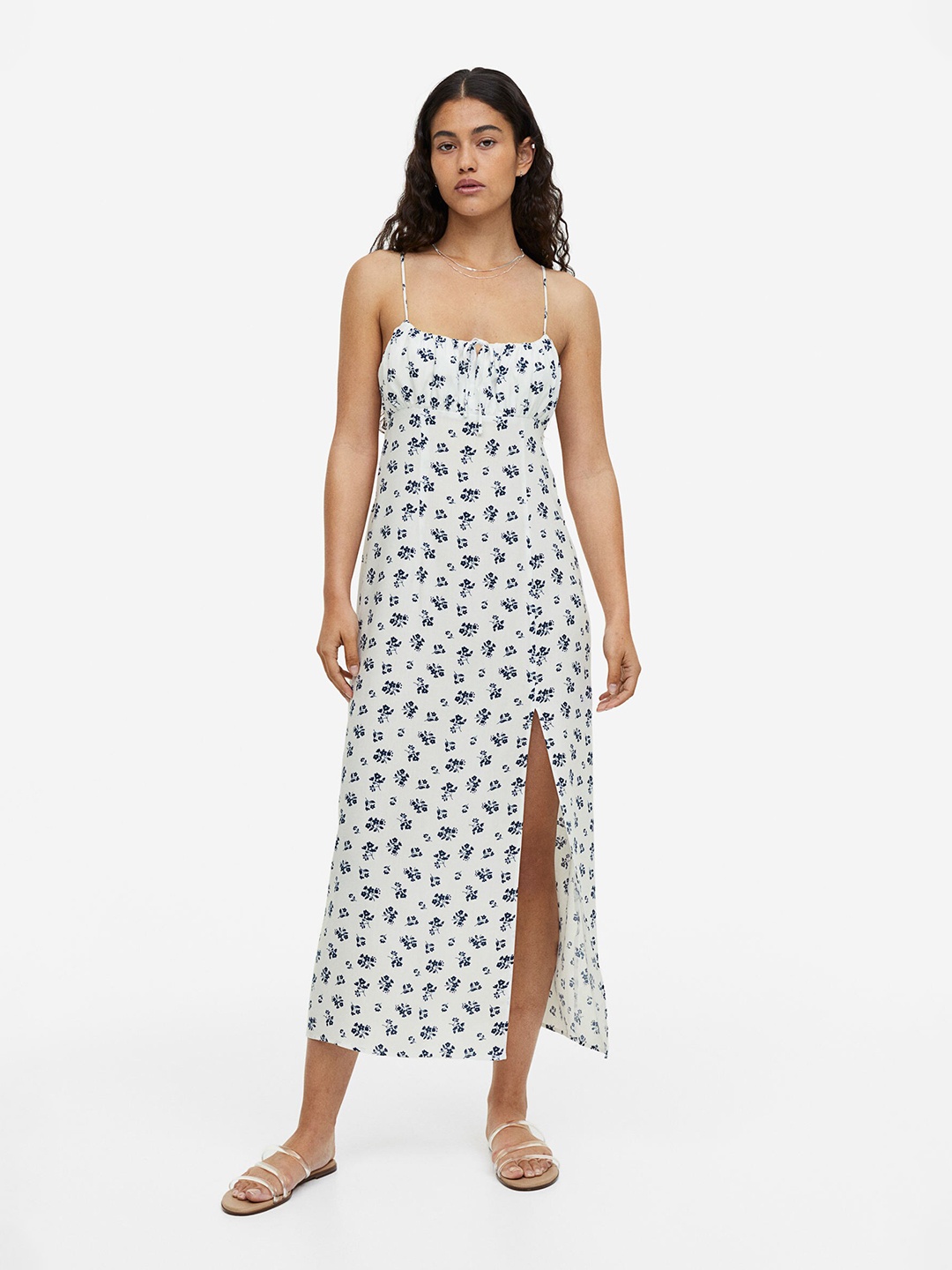 H&M Tie-Detail Dress, White