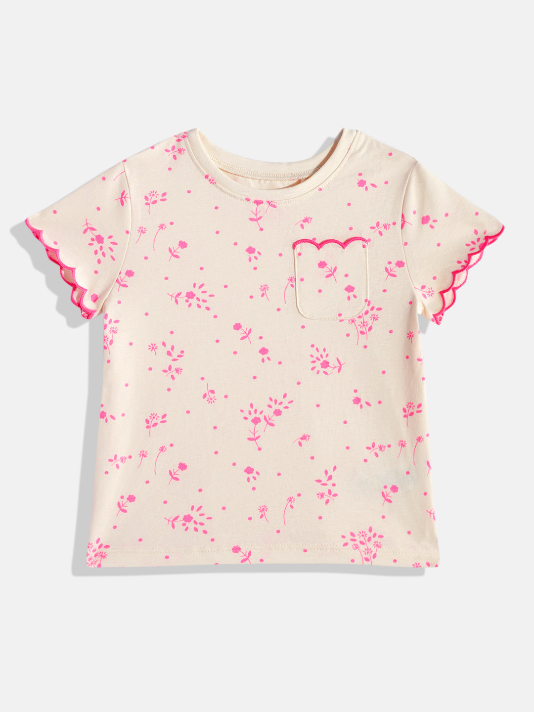 NEXT Girls Floral Print Knitted Pure Cotton Pockets T-shirt With Scalloped Detail, Off white
NEXT Girls Floral Print Knitted Pure Cotton Pockets T-shirt With Scalloped Detail, Off white