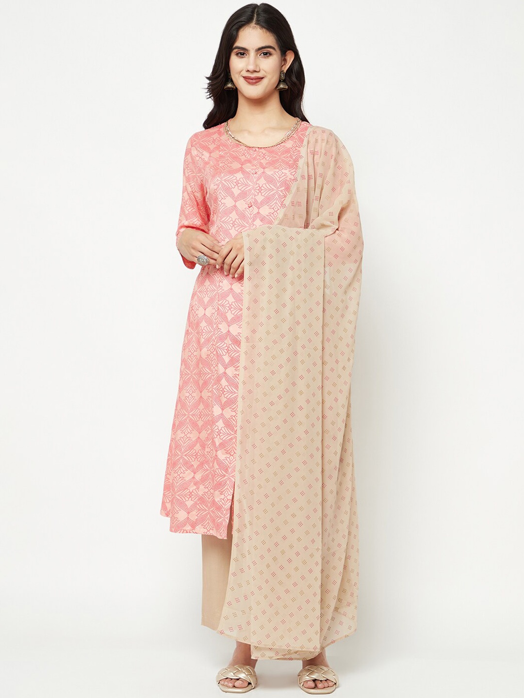 IMARA Floral Printed Regular Sequinned Kurta With Trousers & Dupatta, Peach
IMARA Floral Printed Regular Sequinned Kurta With Trousers & Dupatta, Peach