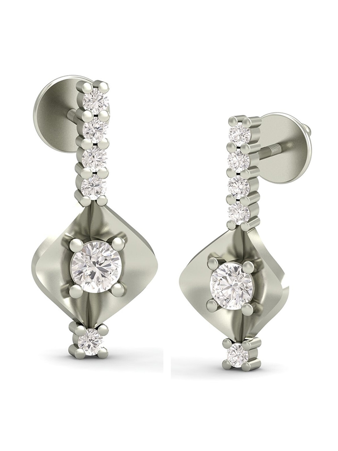 KUBERBOX A Graceful Aura 18KT White Gold Diamond-Studded Stud Earrings-2.16gm, Silver
KUBERBOX A Graceful Aura 18KT White Gold Diamond-Studded Stud Earrings-2.16gm, Silver