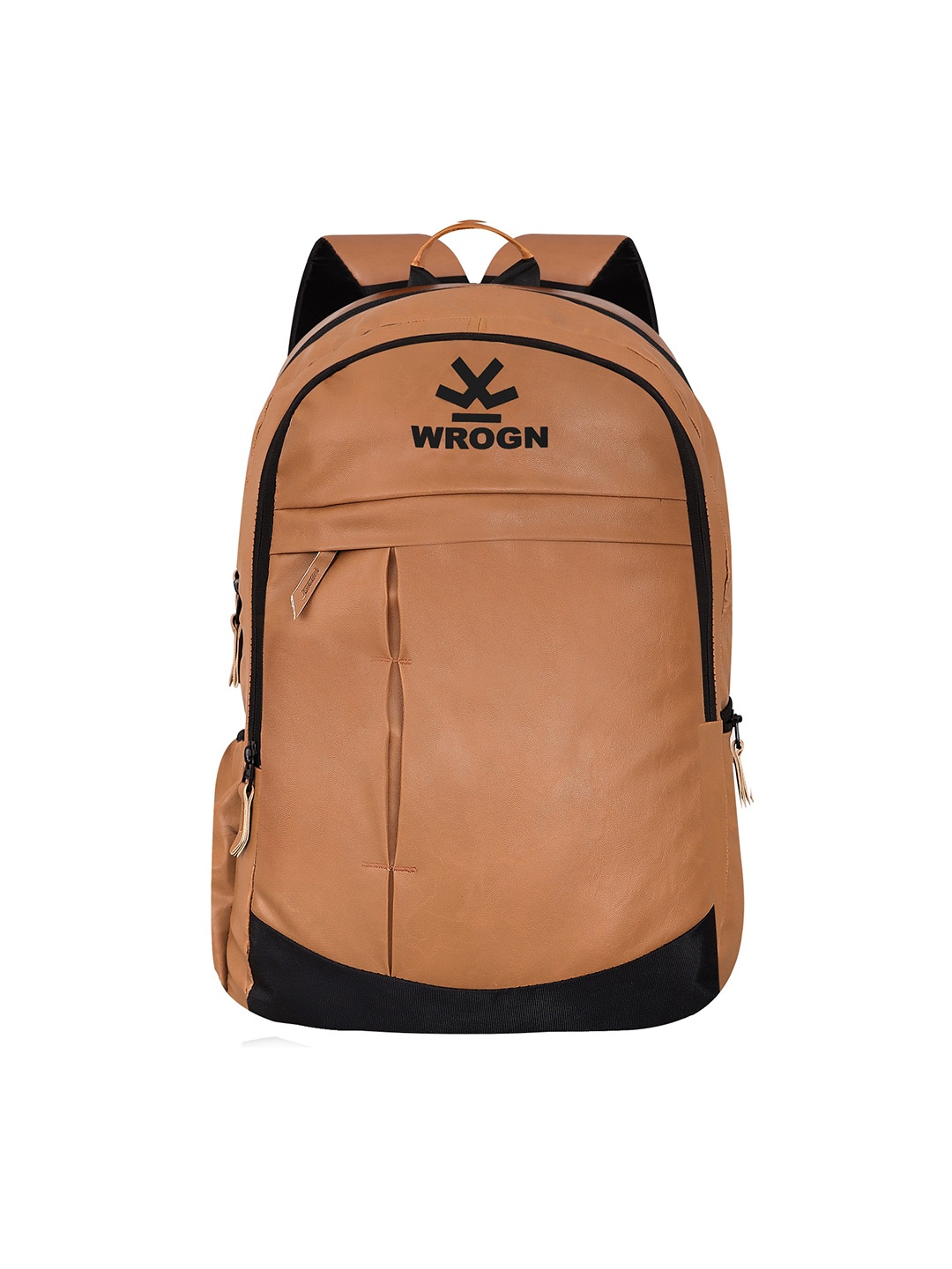 WROGN Unisex Leather Backpack With Rain Cover, Tan