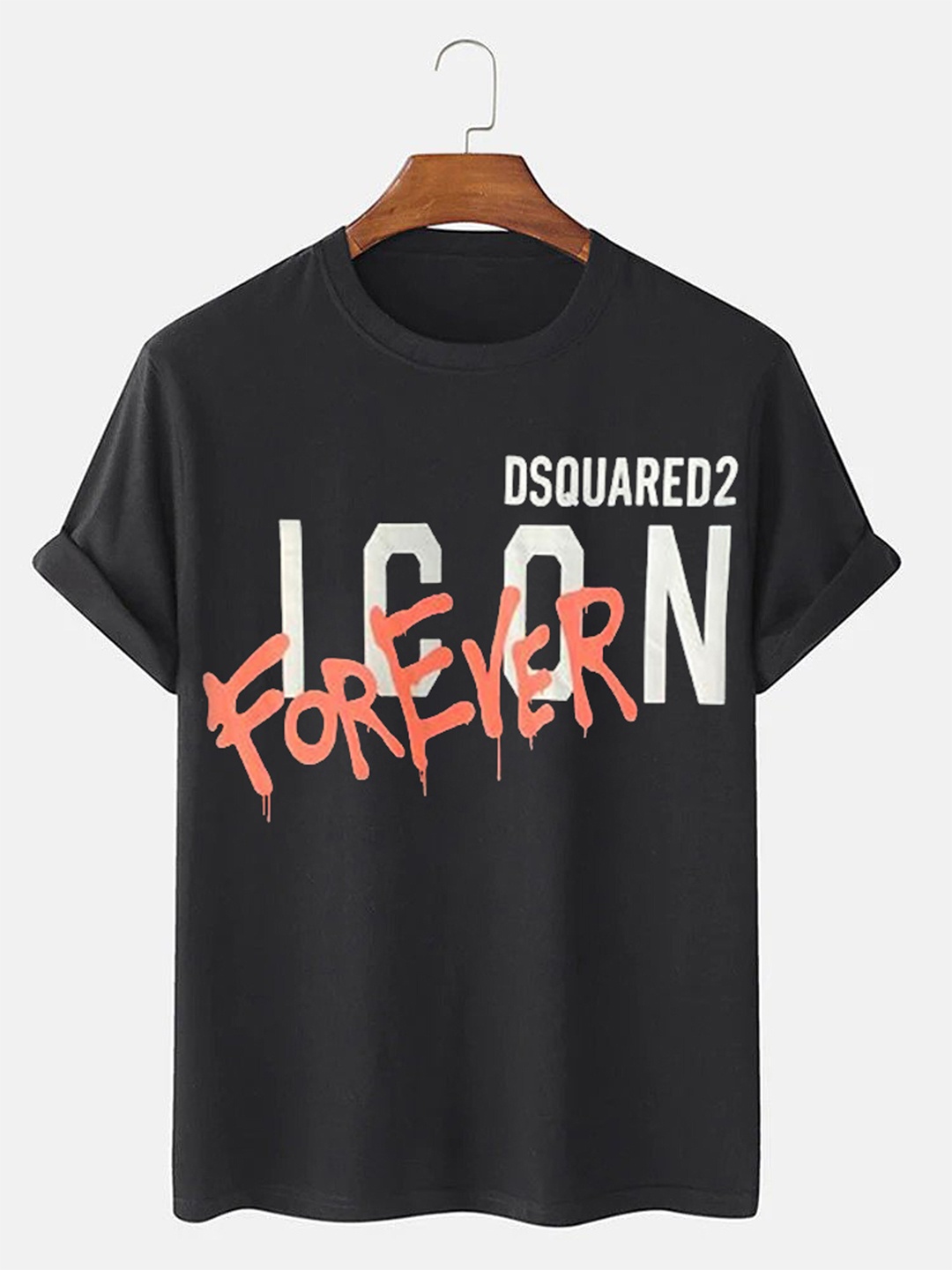 Try This Typography Printed Cotton T-shirt, Black