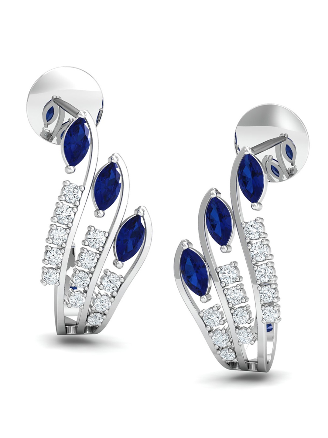KUBERBOX Royal 18KT White Gold Diamond-Studded Sapphire Hoop Earrings-3.92 gm, Silver
KUBERBOX Royal 18KT White Gold Diamond-Studded Sapphire Hoop Earrings-3.92 gm, Silver