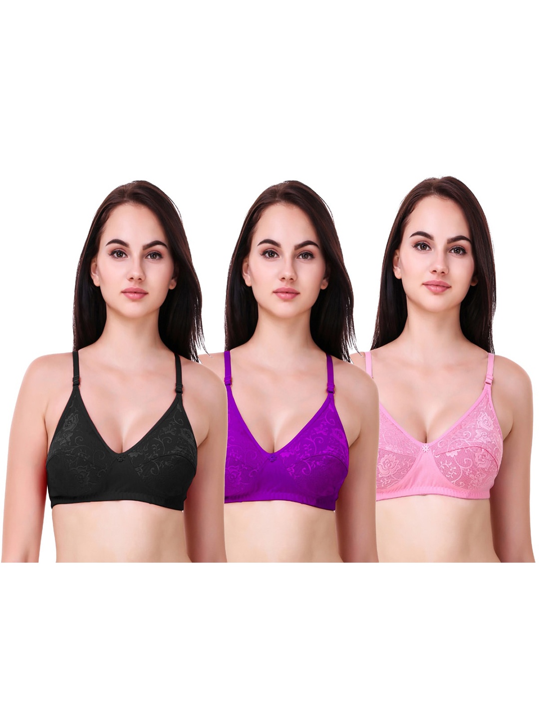 Piylu Pack Of 3 Satin Finish Everyday Bra Medium Coverage Heavily Padded All Day Comfort, Black
Piylu Pack Of 3 Satin Finish Everyday Bra Medium Coverage Heavily Padded All Day Comfort, Black