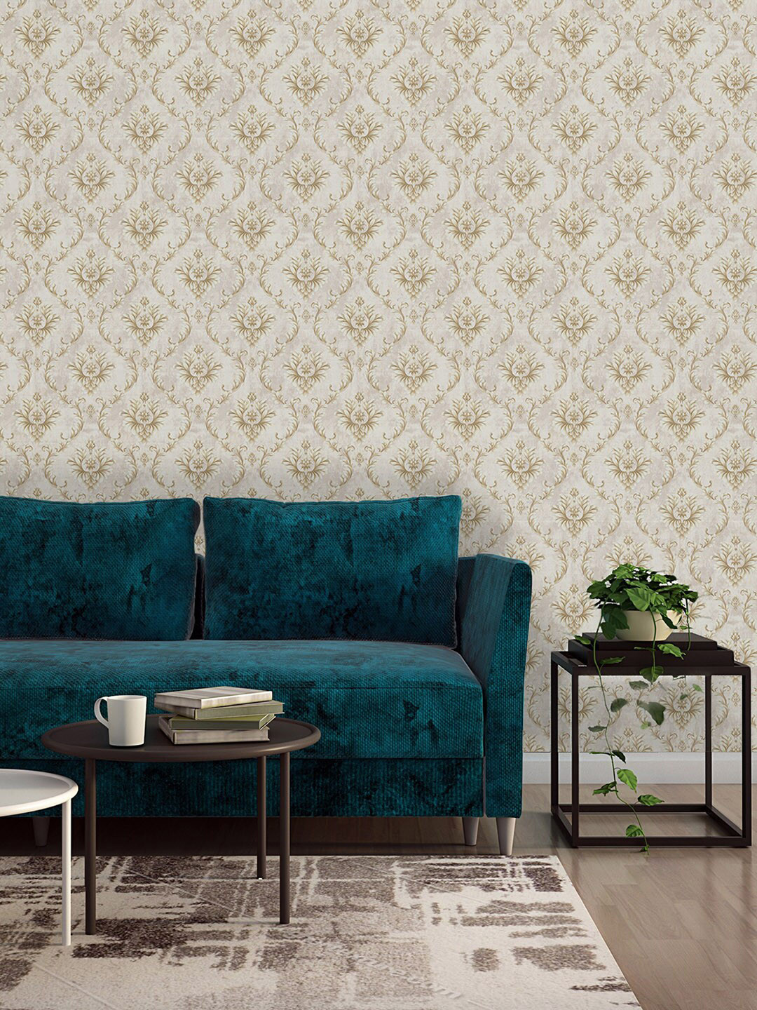 Asian Paints ezyCR8 Damask Leaf Chain Grey Golden Non Adhesive Wallpaper (53x950cm), Beige
Asian Paints ezyCR8 Damask Leaf Chain Grey Golden Non Adhesive Wallpaper (53x950cm), Beige