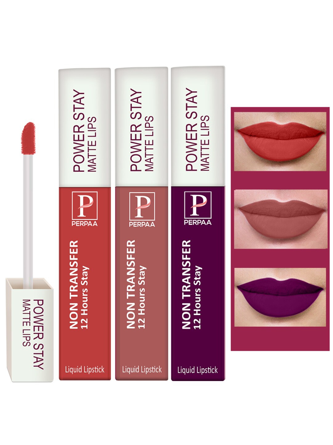 PERPAA Set of 3 Power Stay Non-Transfer Liquid Matte Lipstick 5ml - Shades 01 + 03 + 21, Red
PERPAA Set of 3 Power Stay Non-Transfer Liquid Matte Lipstick 5ml - Shades 01 + 03 + 21, Red