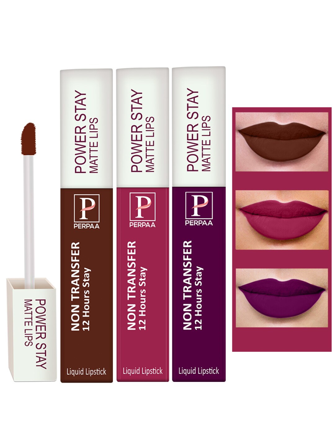 PERPAA Set of 3 Power Stay Non-Transfer Liquid Matte Lipstick with Castor Oil - 5 ml each, Pink
PERPAA Set of 3 Power Stay Non-Transfer Liquid Matte Lipstick with Castor Oil - 5 ml each, Pink