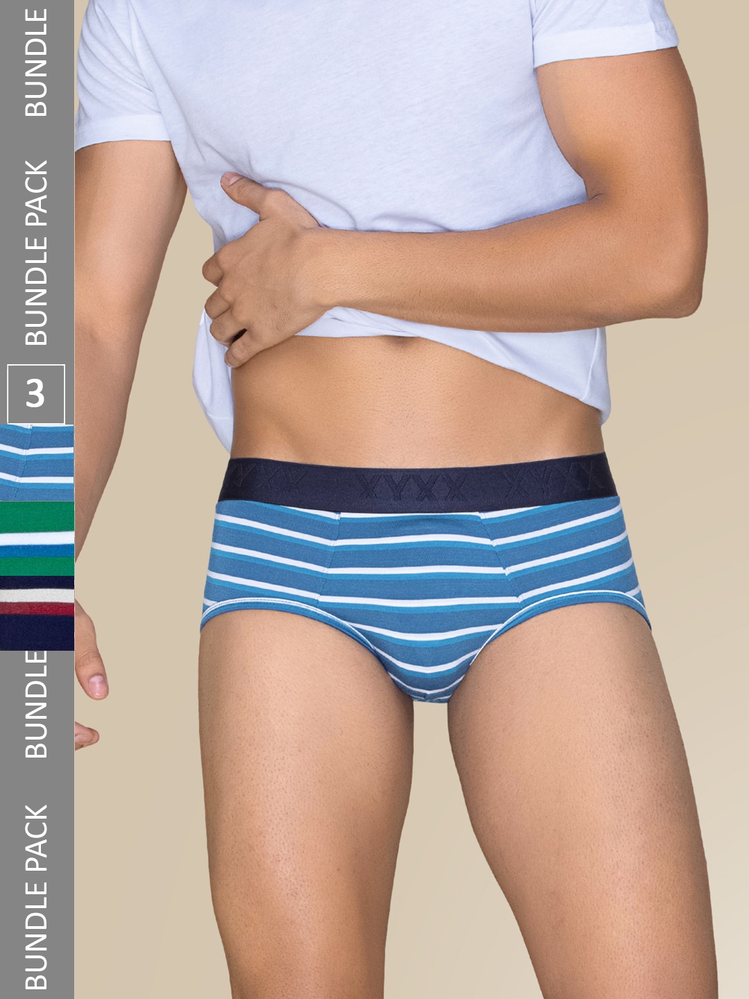 XYXX Men Pack of 3 Cotton Striped Linea Micro Modal Basic Briefs XYBRF3PCKN941, Blue
XYXX Men Pack of 3 Cotton Striped Linea Micro Modal Basic Briefs XYBRF3PCKN941, Blue