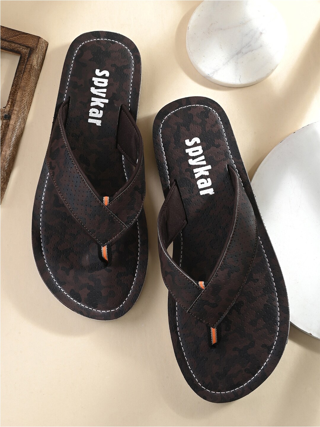 SPYKAR Men Self Design Thong Flip-Flops, Brown