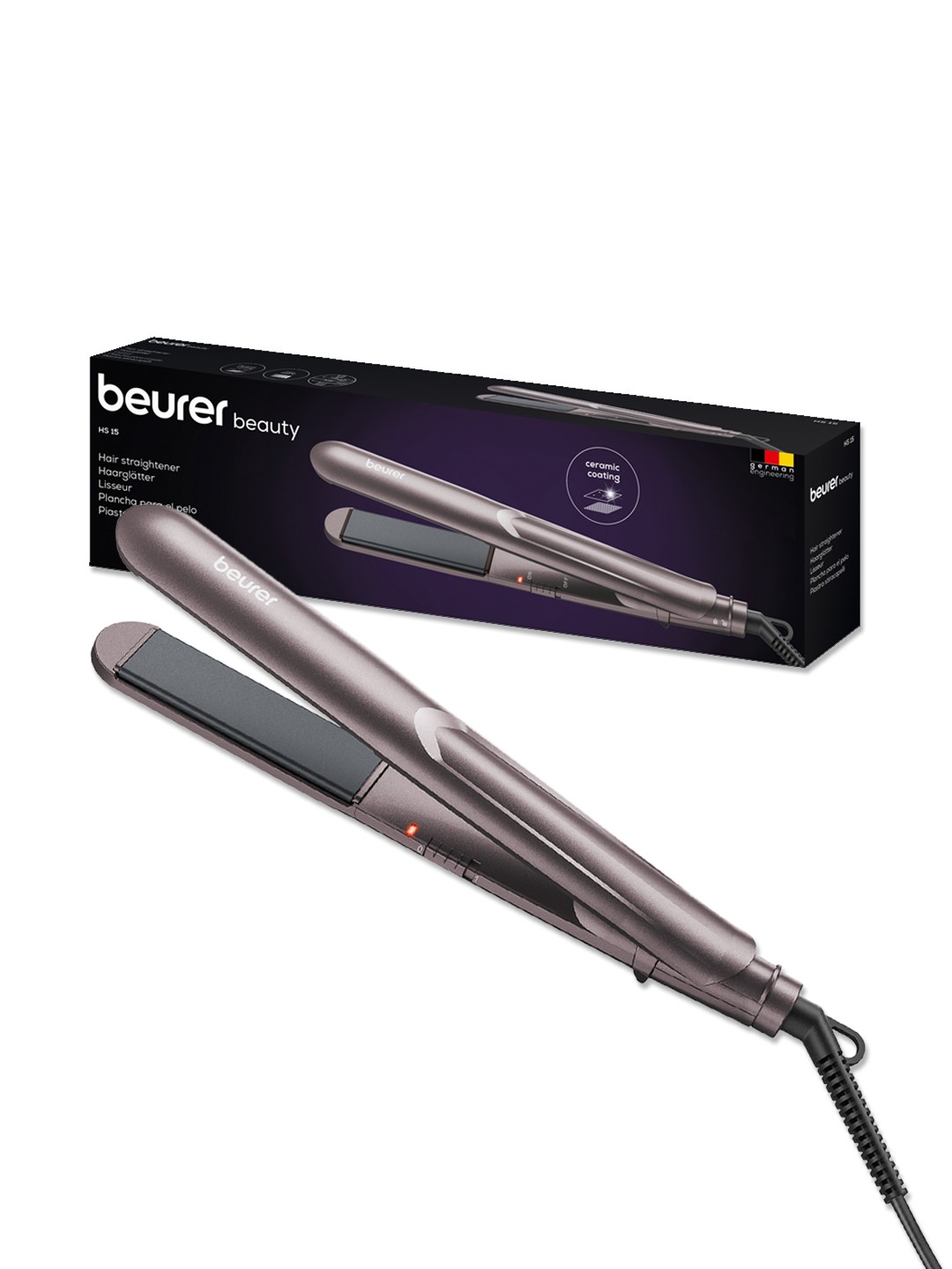 beurer HS 15 Hair Straightener with Ceramic Coated Plates - Gunmetal-Toned, Metallic
beurer HS 15 Hair Straightener with Ceramic Coated Plates - Gunmetal-Toned, Metallic