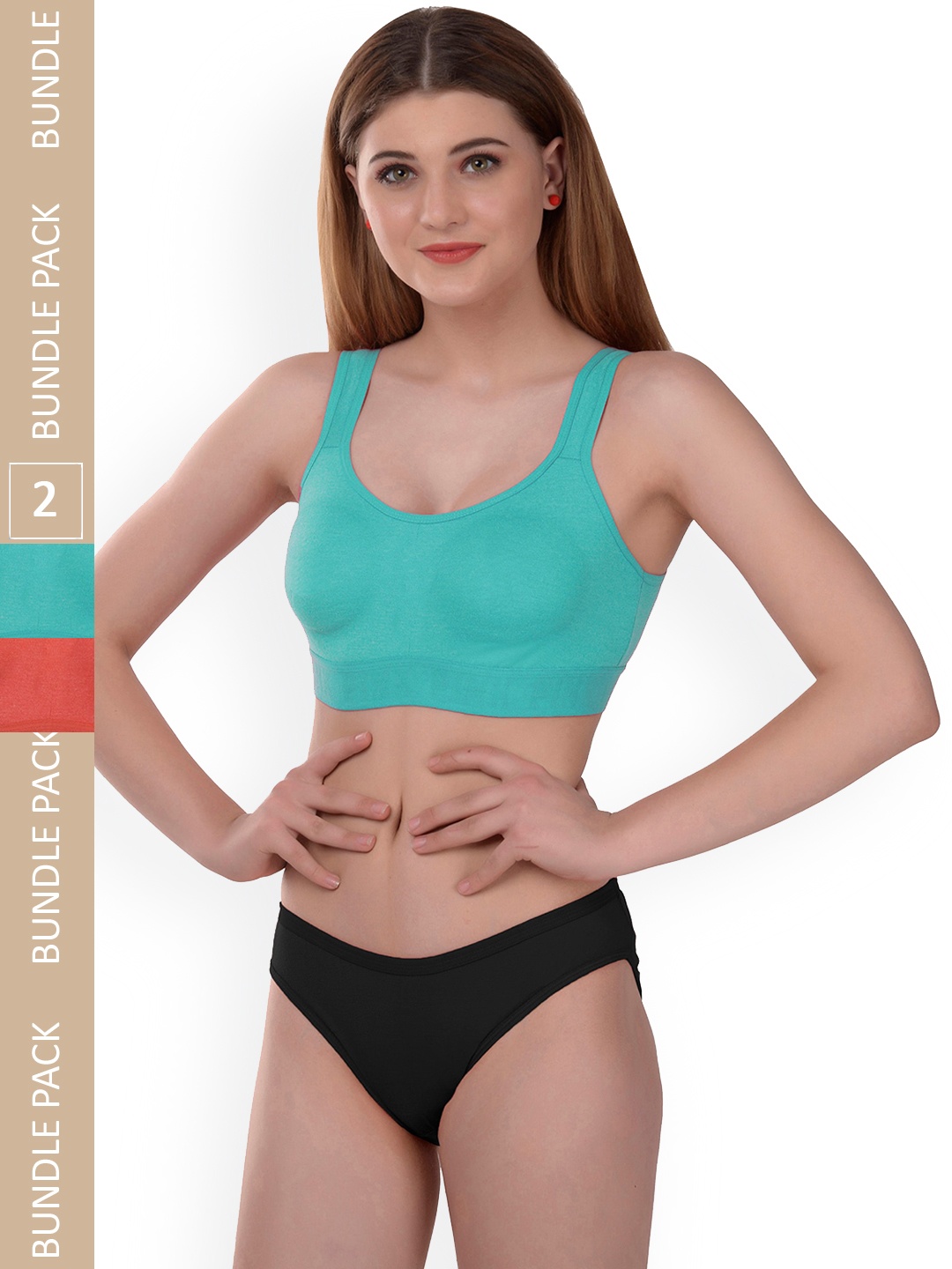 AROUSY Pack Of 2 Non Padded Cotton Lingerie Set Gayla Set_Orange,Blue_30, Turquoise blue
AROUSY Pack Of 2 Non Padded Cotton Lingerie Set Gayla Set_Orange,Blue_30, Turquoise blue