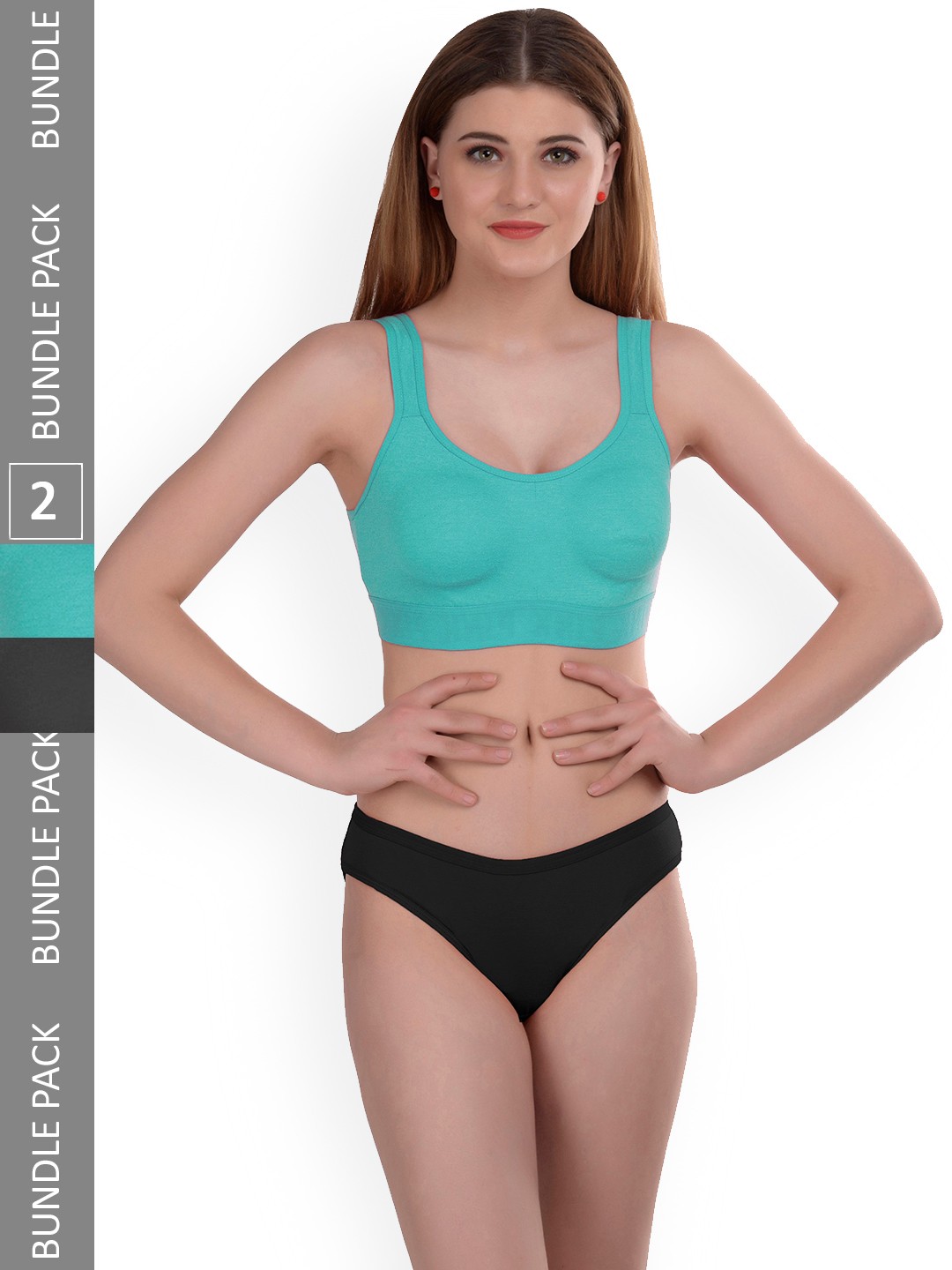 AROUSY Pack Of 2 Non Padded Cotton Lingerie Set Gayla Set_Blue,Black_32, Turquoise blue
AROUSY Pack Of 2 Non Padded Cotton Lingerie Set Gayla Set_Blue,Black_32, Turquoise blue
