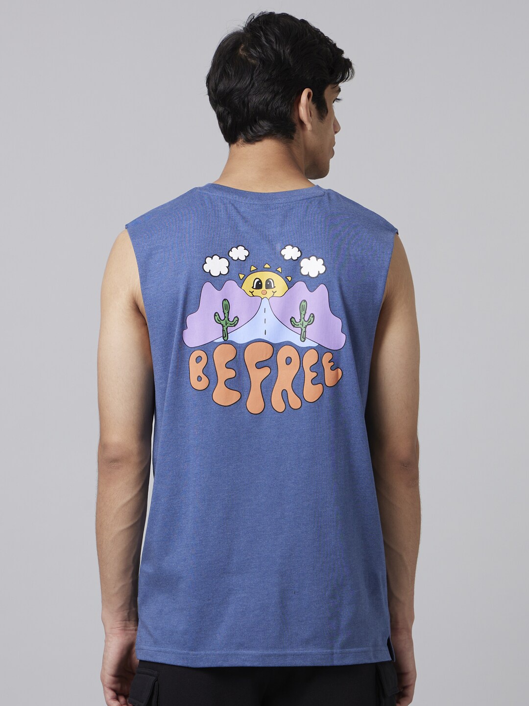 Smugglerz Typography Printed Round Neck Regular Fit Cotton Casual T Shirt, Blue