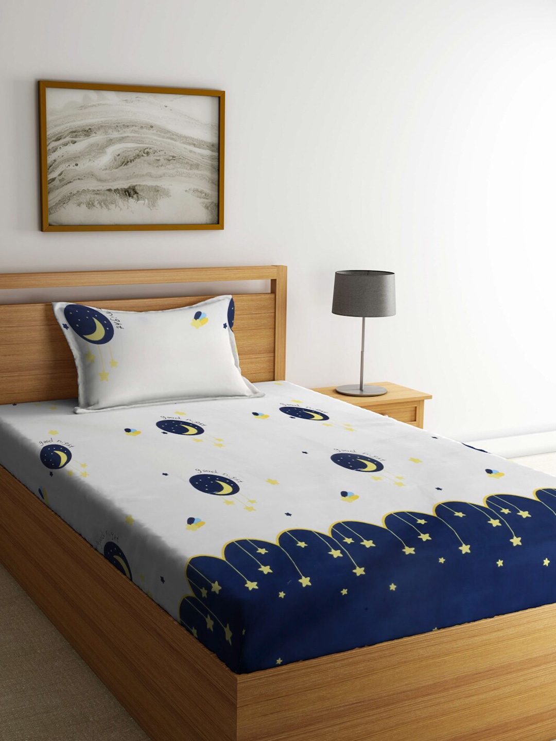 FABINALIV Multicolor Cartoon Print 300 TC Cotton Blend Single Bedsheet with Pillow Cover, White
FABINALIV Multicolor Cartoon Print 300 TC Cotton Blend Single Bedsheet with Pillow Cover, White