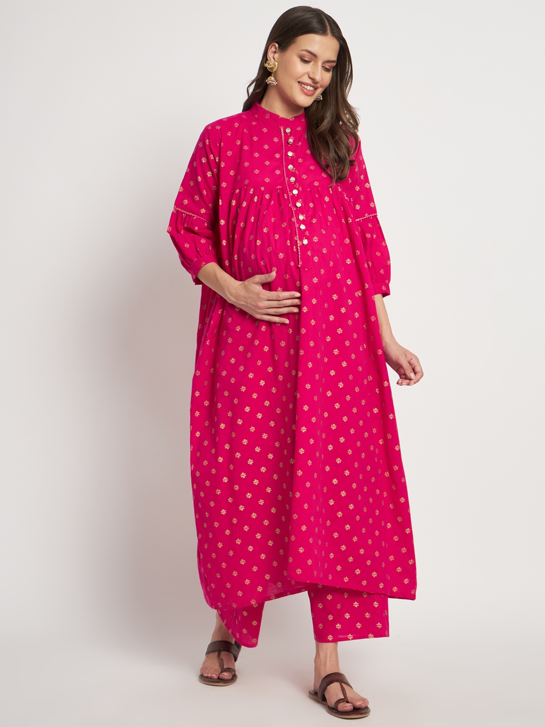 Aujjessa Ethnic Motifs Printed Regular Pure Cotton Maternity Kurta With Trousers, Fuchsia
Aujjessa Ethnic Motifs Printed Regular Pure Cotton Maternity Kurta With Trousers, Fuchsia