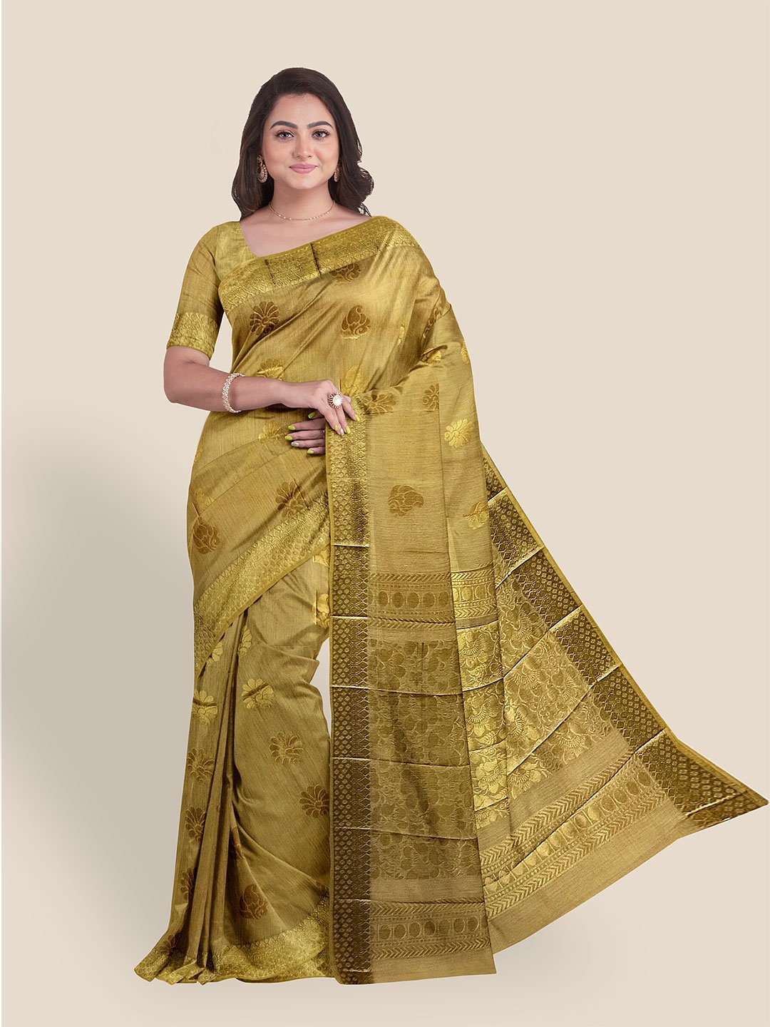 The Chennai Silks Ethnic Motifs Woven Design Zari Silk Cotton Maheshwari Saree, Gold
The Chennai Silks Ethnic Motifs Woven Design Zari Silk Cotton Maheshwari Saree, Gold