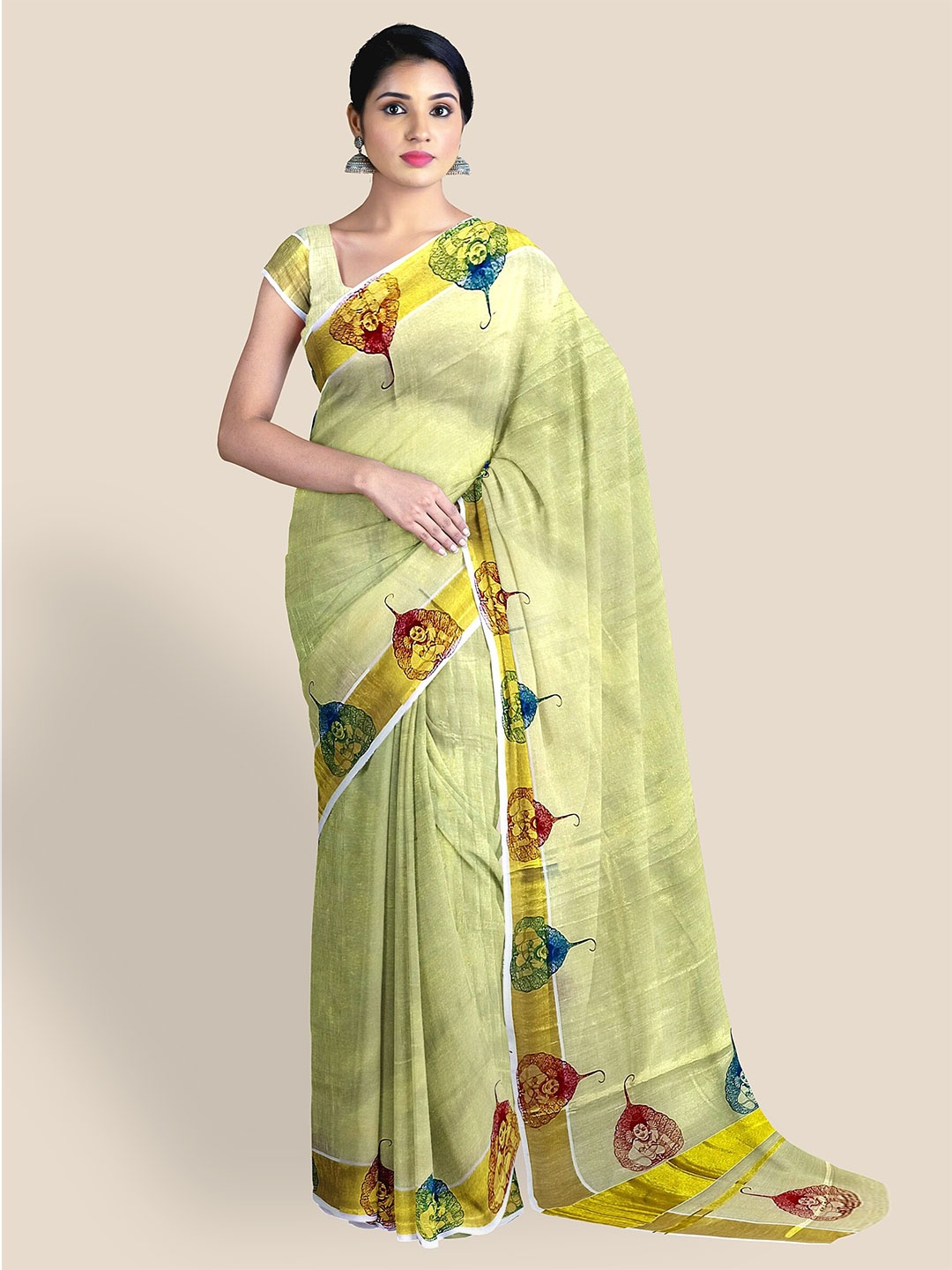 The Chennai Silks Ethnic Motifs Woven Design Zari Pure Cotton Kasavu Saree, Off white
The Chennai Silks Ethnic Motifs Woven Design Zari Pure Cotton Kasavu Saree, Off white