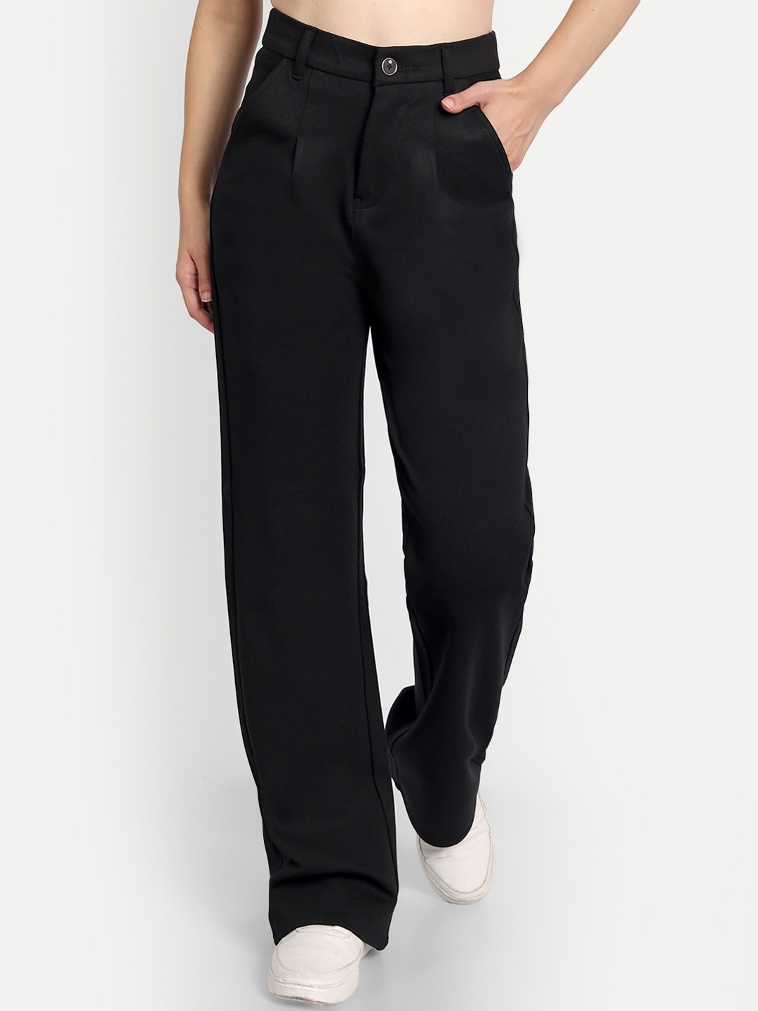 BROADSTAR Women Relaxed Straight Leg Loose Fit High-Rise Easy Wash Pleated Trousers, Black
BROADSTAR Women Relaxed Straight Leg Loose Fit High-Rise Easy Wash Pleated Trousers, Black