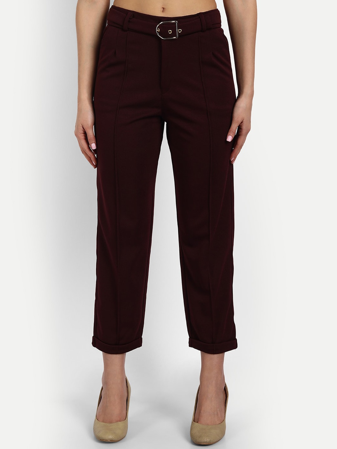 BROADSTAR Women Relaxed Straight Leg Fit High-Rise Pleated Stretchable Trousers, Maroon
BROADSTAR Women Relaxed Straight Leg Fit High-Rise Pleated Stretchable Trousers, Maroon