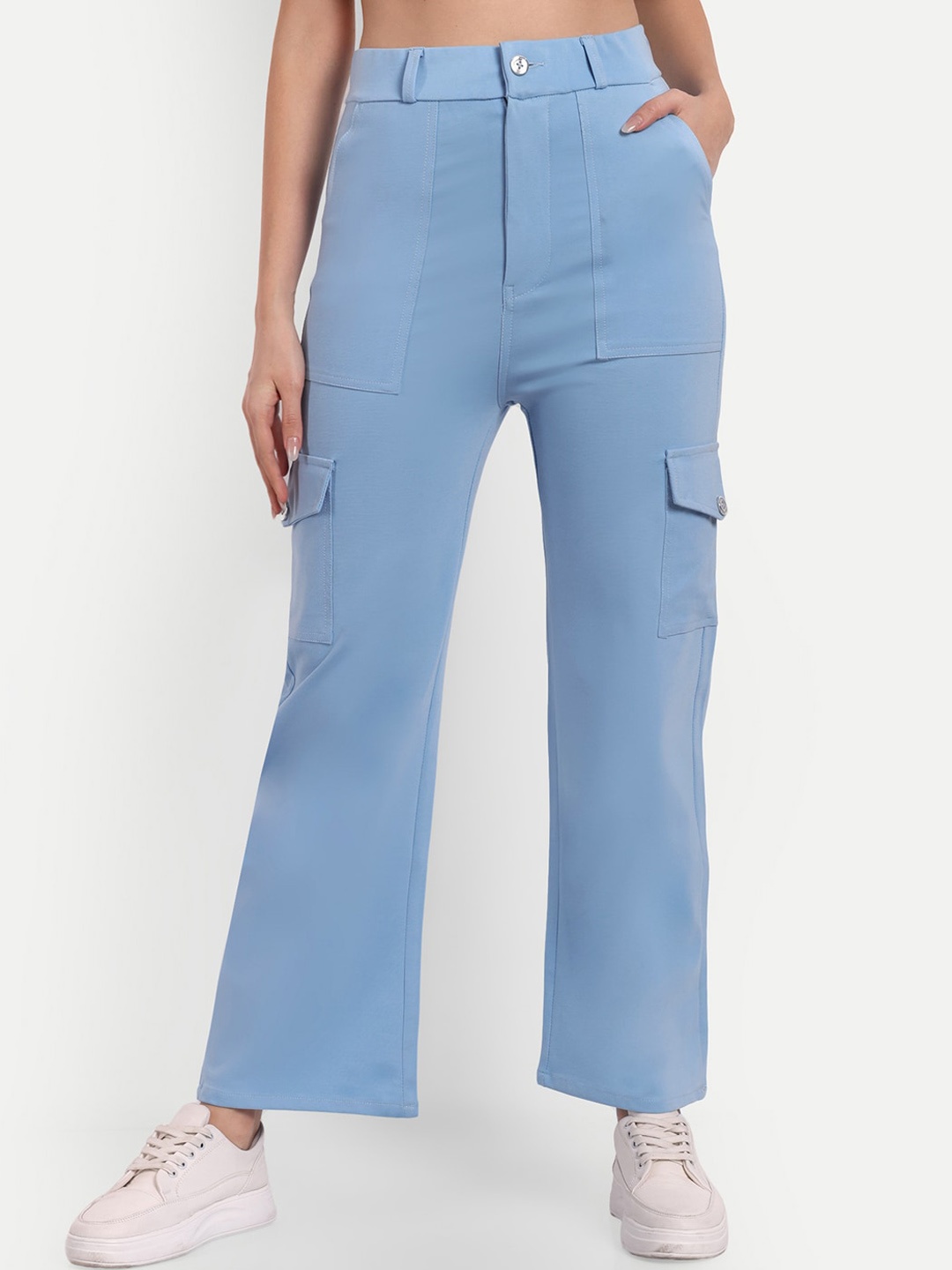 BROADSTAR Women Smart Straight Fit High-Rise Easy Wash Lyocell Cargos Trousers, Blue
BROADSTAR Women Smart Straight Fit High-Rise Easy Wash Lyocell Cargos Trousers, Blue