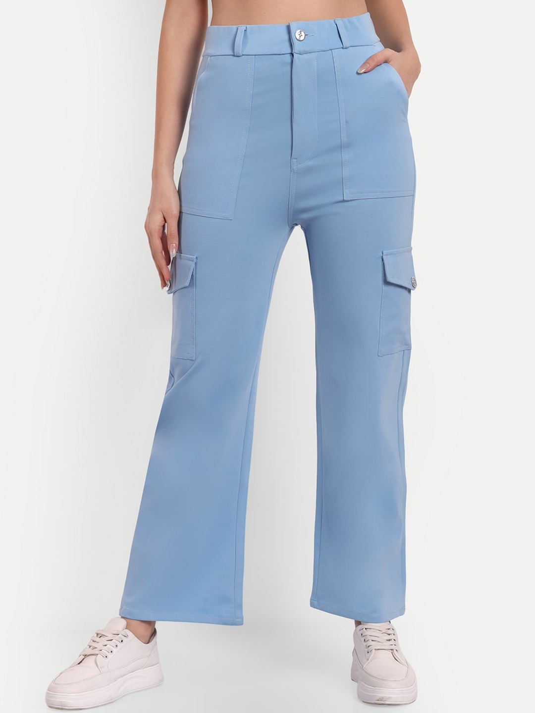 BROADSTAR Women Smart High-Rise Easy Wash Knitted Straight Fit Cargos Trousers, Blue
BROADSTAR Women Smart High-Rise Easy Wash Knitted Straight Fit Cargos Trousers, Blue