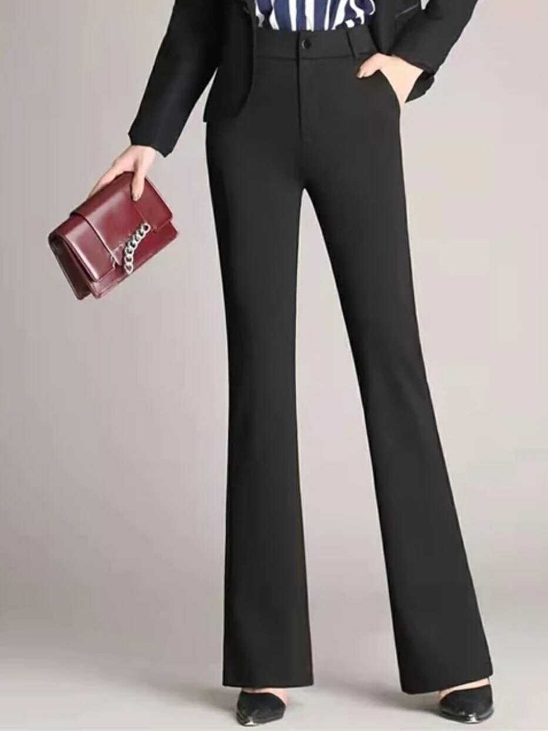 BROADSTAR Women Black Relaxed Straight Leg Flared High-Rise Easy Wash Bootcut Trousers
BROADSTAR Women Black Relaxed Straight Leg Flared High-Rise Easy Wash Bootcut Trousers