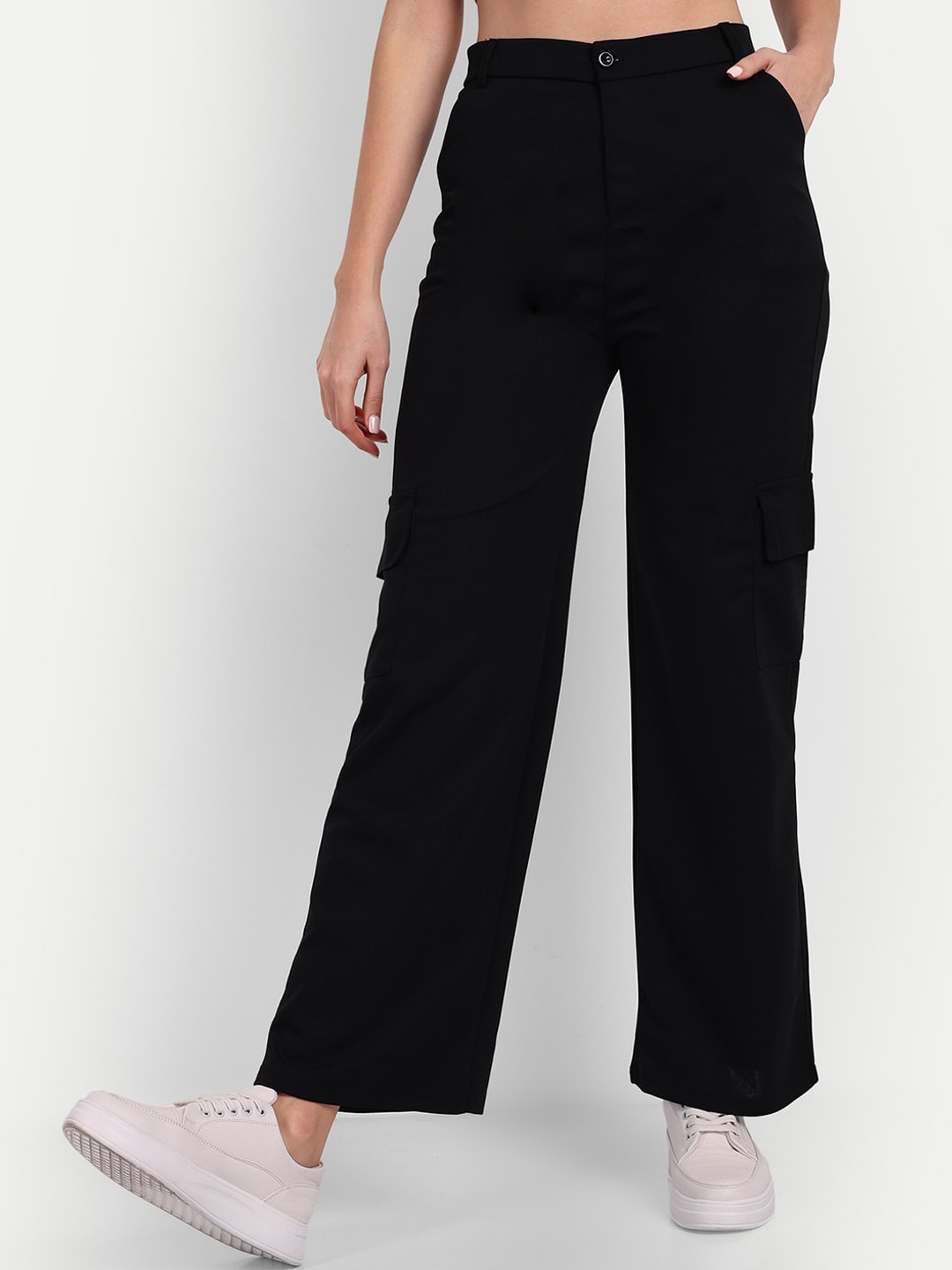 BROADSTAR Women Smart Loose Fit High-Rise Stretchable Easy Wash Cargo Trousers, Black
BROADSTAR Women Smart Loose Fit High-Rise Stretchable Easy Wash Cargo Trousers, Black