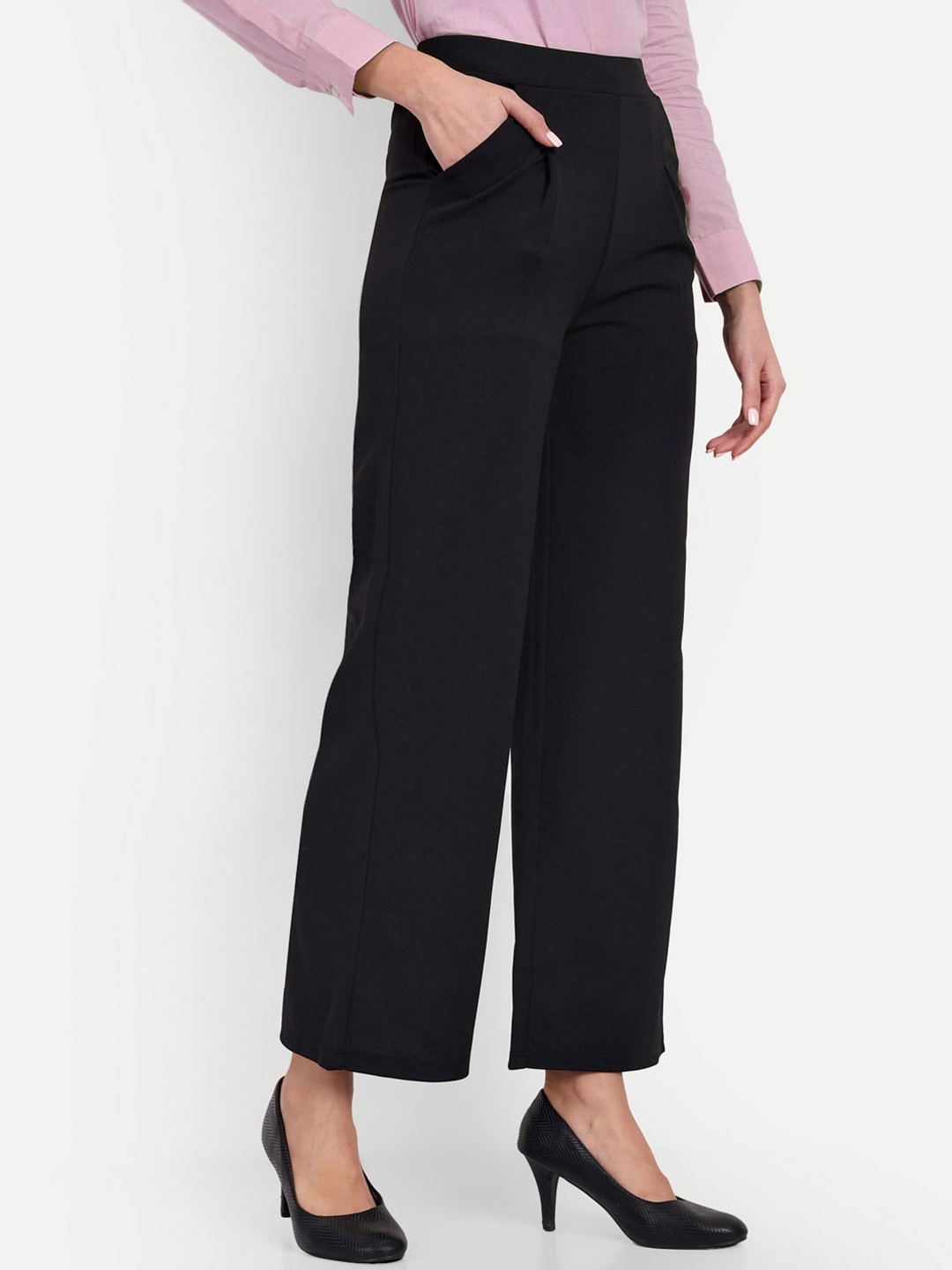 BROADSTAR Women Tailored Loose Fit High-Rise Easy Wash Parallel Trousers, Black
BROADSTAR Women Tailored Loose Fit High-Rise Easy Wash Parallel Trousers, Black