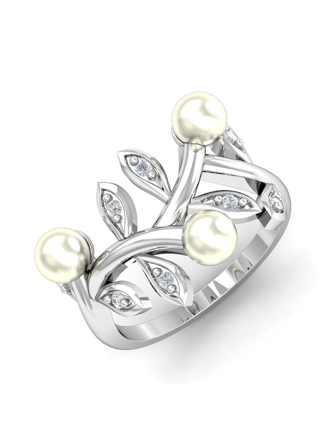 KUBERBOX Sortilge Pearl 18KT White Gold Diamond-Studded & Pearl Ring-6.27 gm, Silver
KUBERBOX Sortilge Pearl 18KT White Gold Diamond-Studded & Pearl Ring-6.27 gm, Silver