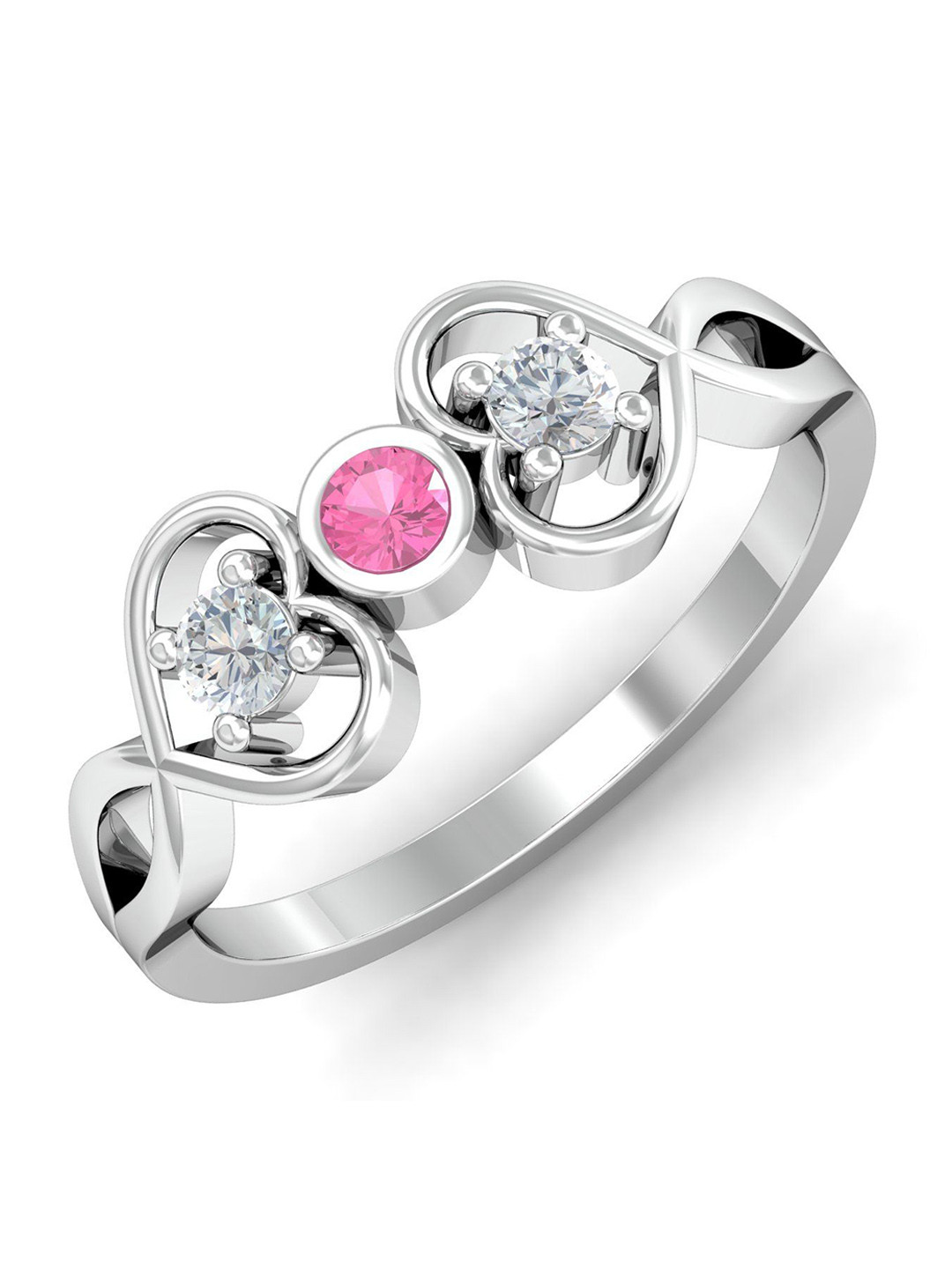 KUBERBOX Hearts 18KT White Gold Diamond Sapphire Studded Finger Ring-3.15gm, Silver
KUBERBOX Hearts 18KT White Gold Diamond Sapphire Studded Finger Ring-3.15gm, Silver