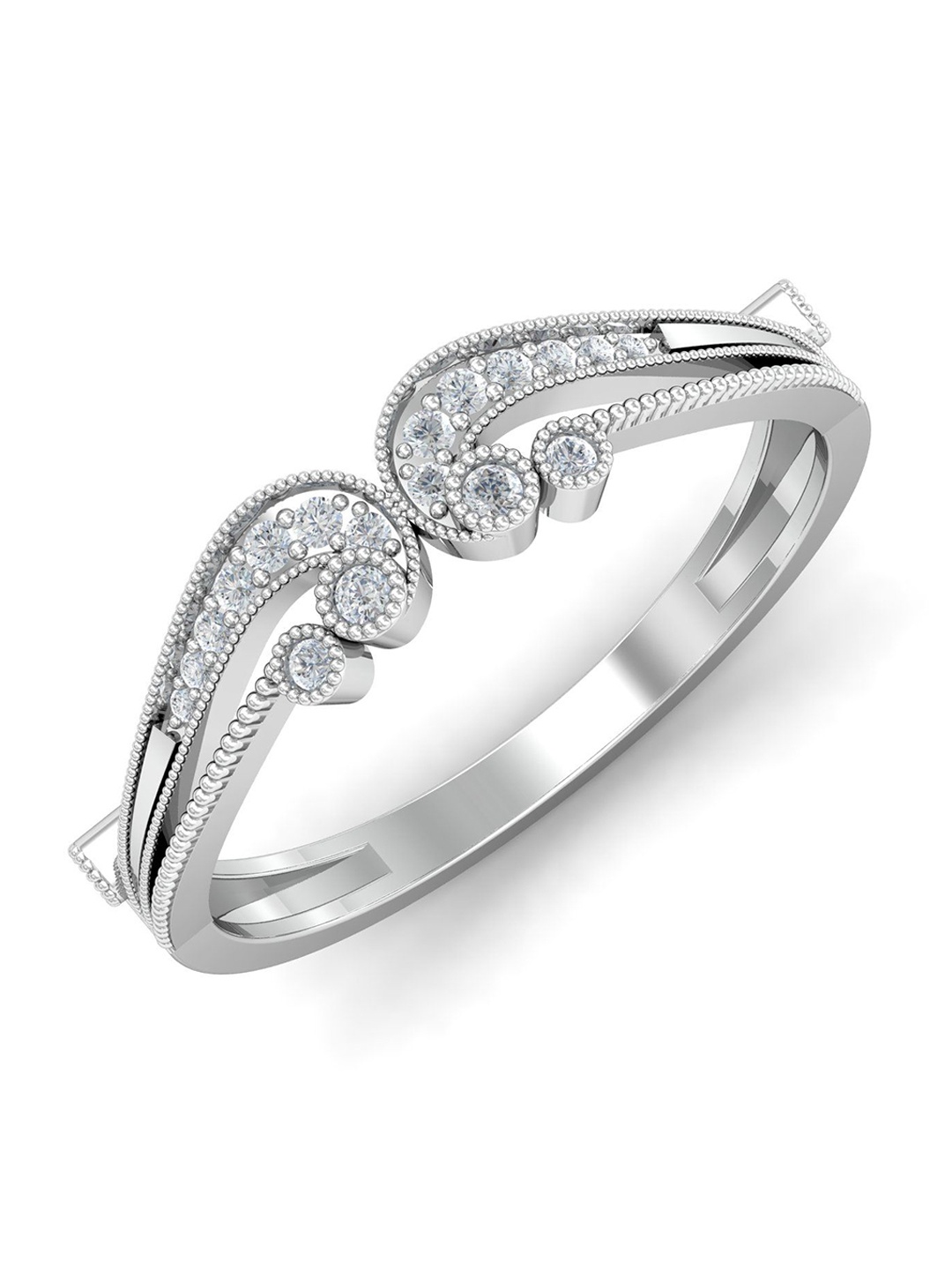 KUBERBOX Detailed Antique 18KT White Gold Diamond Studded Finger Ring-2.21gm, Silver
KUBERBOX Detailed Antique 18KT White Gold Diamond Studded Finger Ring-2.21gm, Silver