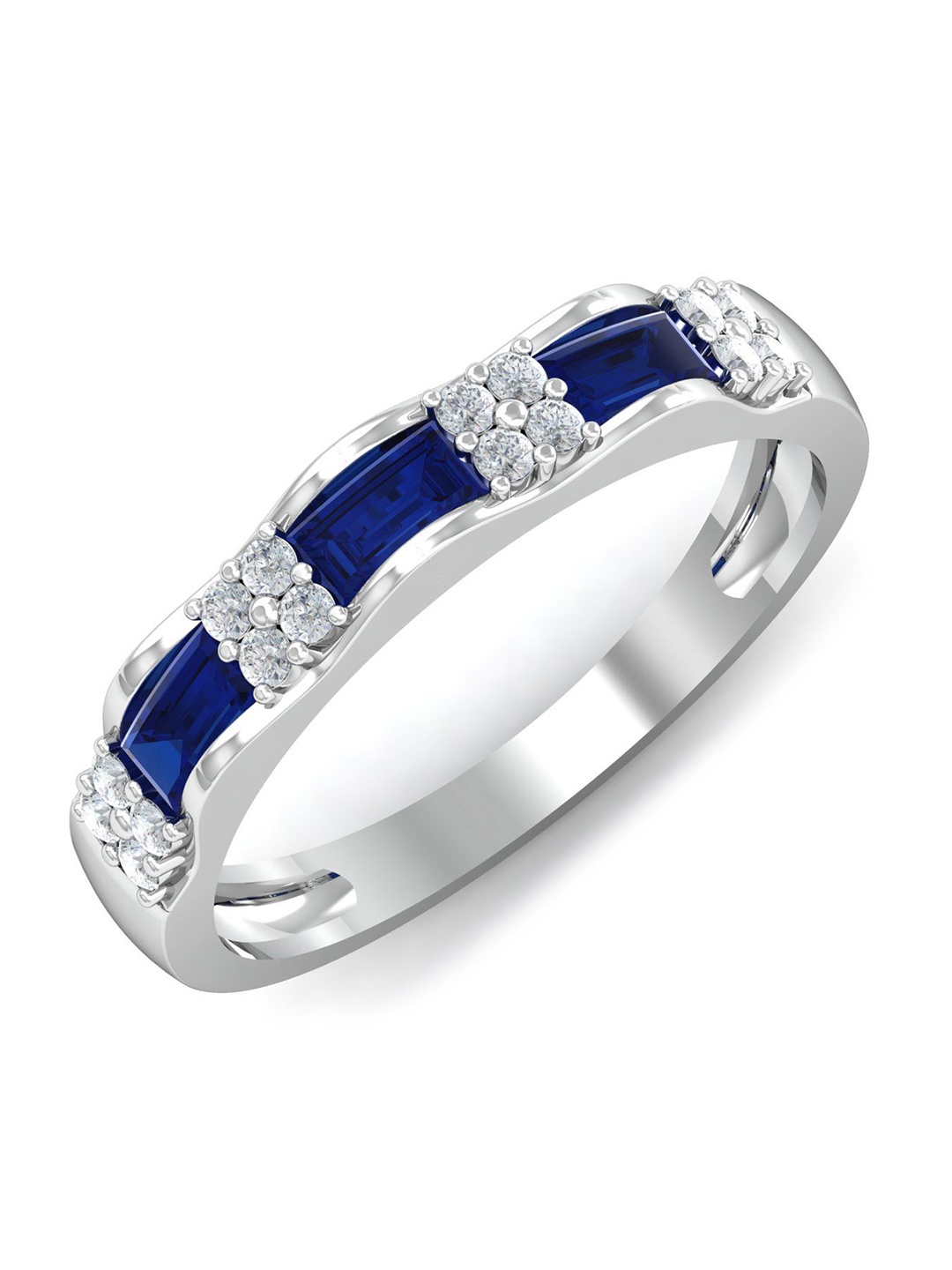 KUBERBOX Luxury 18KT White Gold Diamond Sapphire Studded Finger Ring-2.48gm, Silver
KUBERBOX Luxury 18KT White Gold Diamond Sapphire Studded Finger Ring-2.48gm, Silver