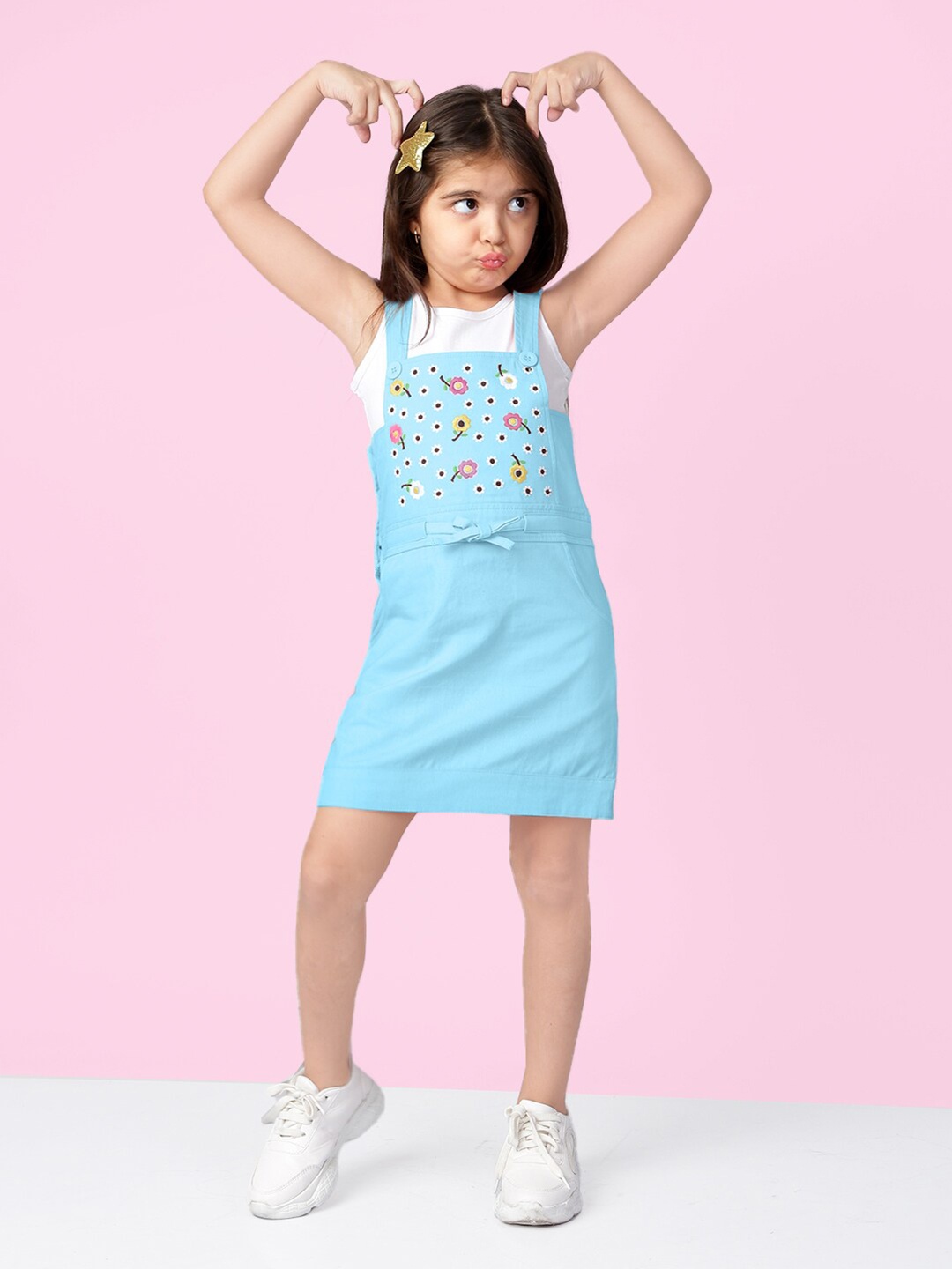 Naughty Ninos Girls Embroidered Shoulder Strap Pure Cotton Pinafore With T-Shirt, Blue
Naughty Ninos Girls Embroidered Shoulder Strap Pure Cotton Pinafore With T-Shirt, Blue