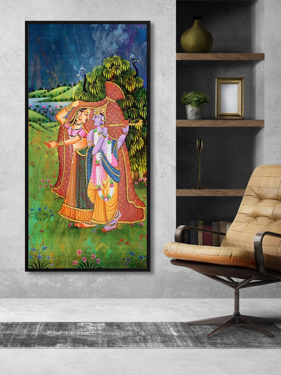 999Store Green & Blue Radha Krishna Paying Flute With Peacock Painting Framed Wall Art
999Store Green & Blue Radha Krishna Paying Flute With Peacock Painting Framed Wall Art