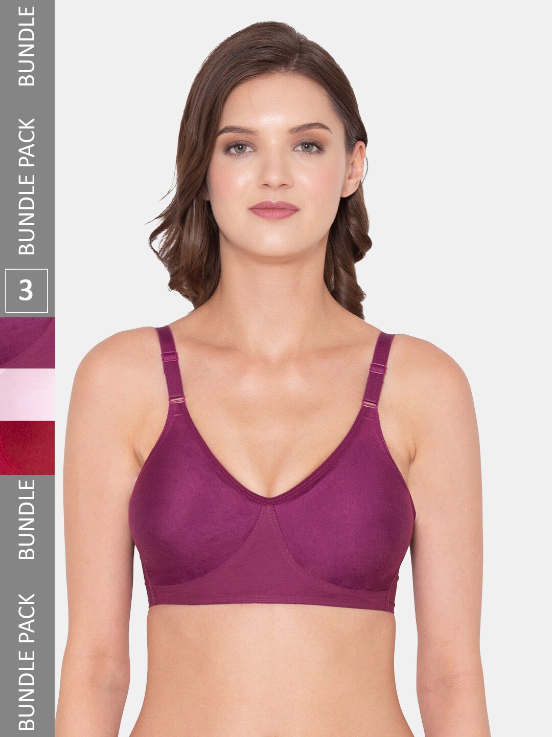 Souminie Pack Of 3 Non Padded All Day Comfort Non-Wired Seamless Everyday Bra, Magenta
Souminie Pack Of 3 Non Padded All Day Comfort Non-Wired Seamless Everyday Bra, Magenta