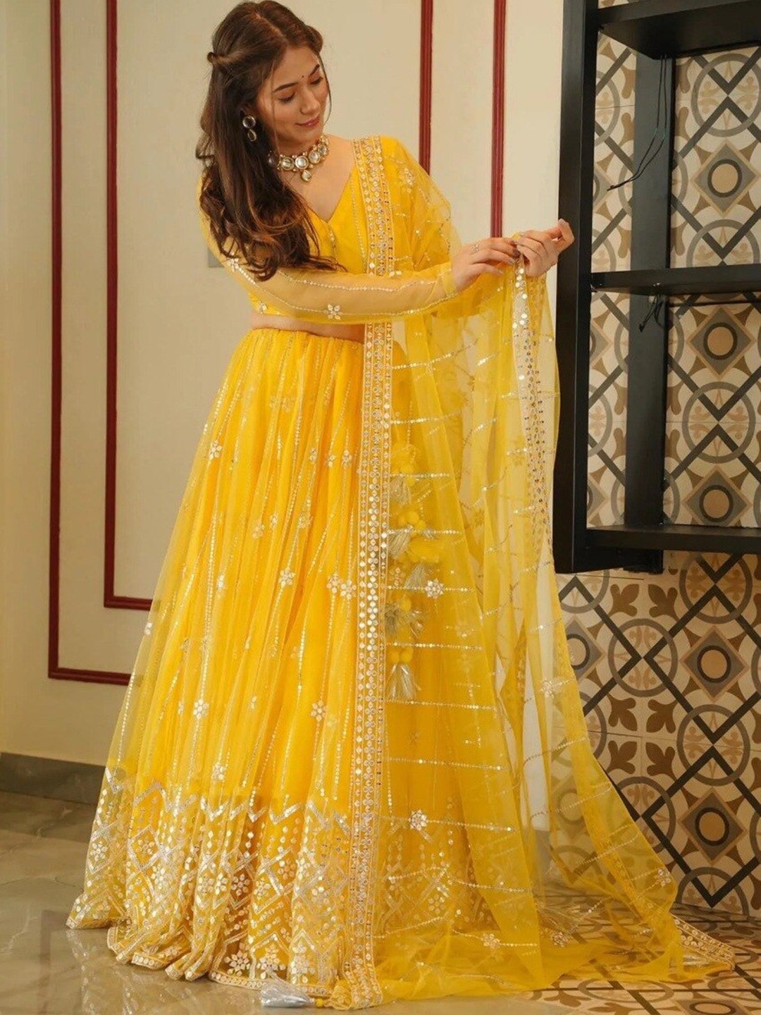 YOYO Fashion Embellished Semi-Stitched Lehenga & Unstitched Blouse With Dupatta, Yellow
YOYO Fashion Embellished Semi-Stitched Lehenga & Unstitched Blouse With Dupatta, Yellow